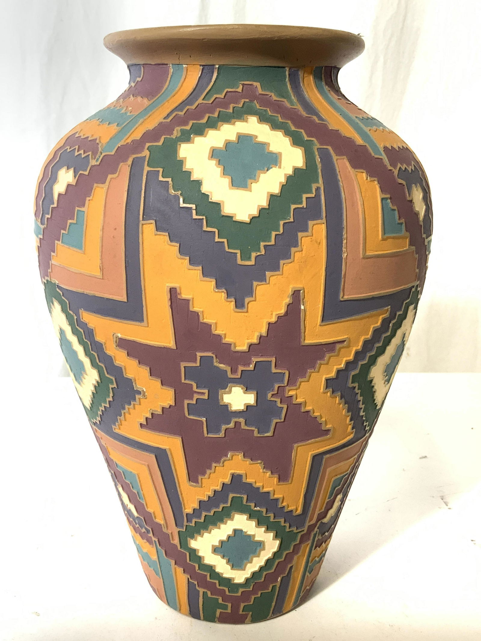 Handmade Glass Vase W Geometric Detail (1 of 8)