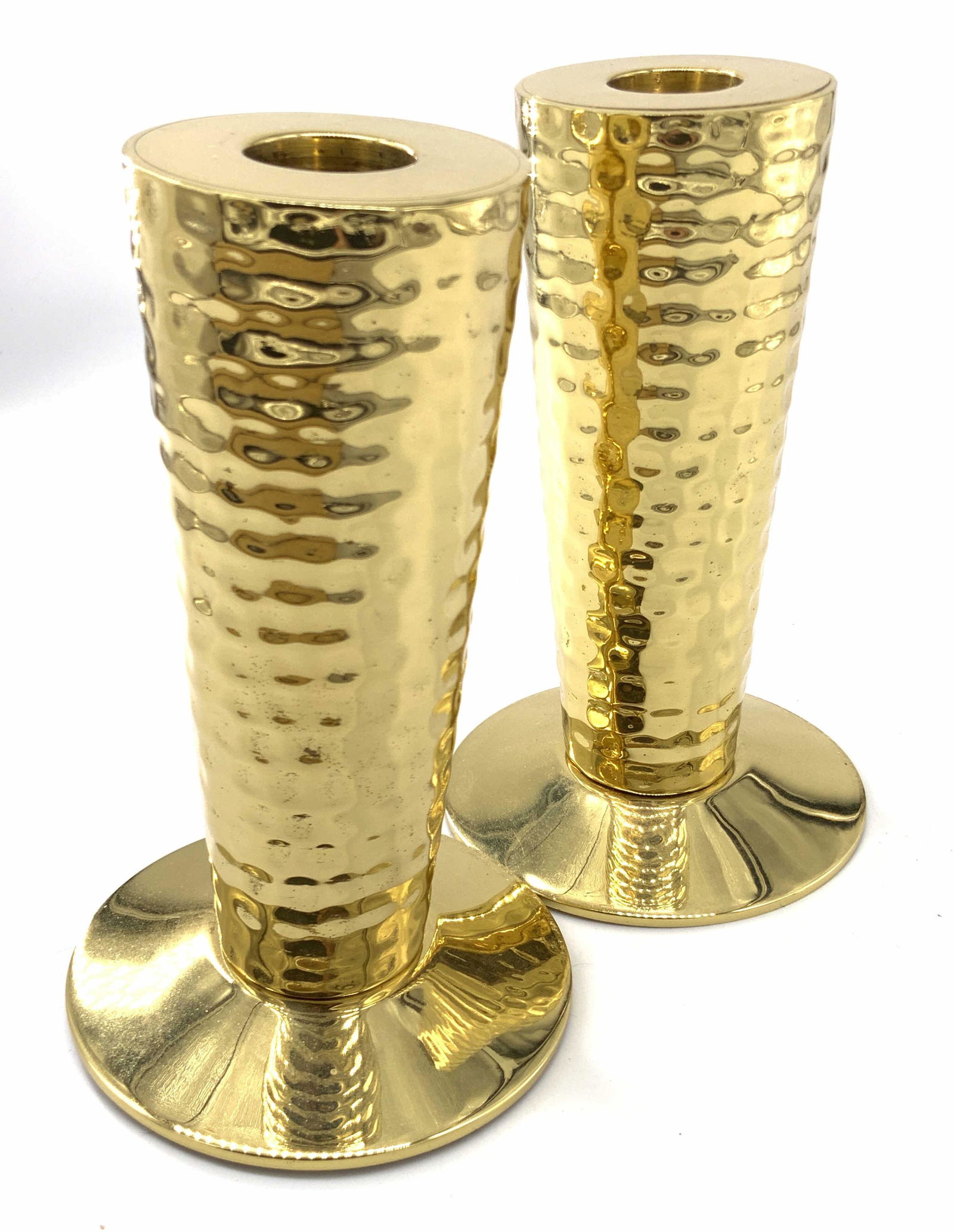 Pair Vintage Hammered Brass Candlesticks (1 of 7)