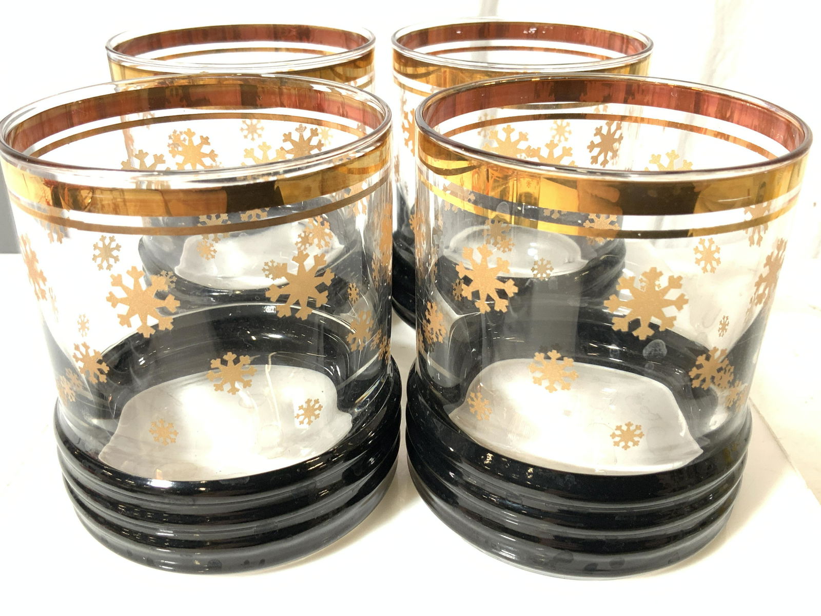 Snowflake Glass Tumbler Set 6 with Art Deco Base (1 of 5)