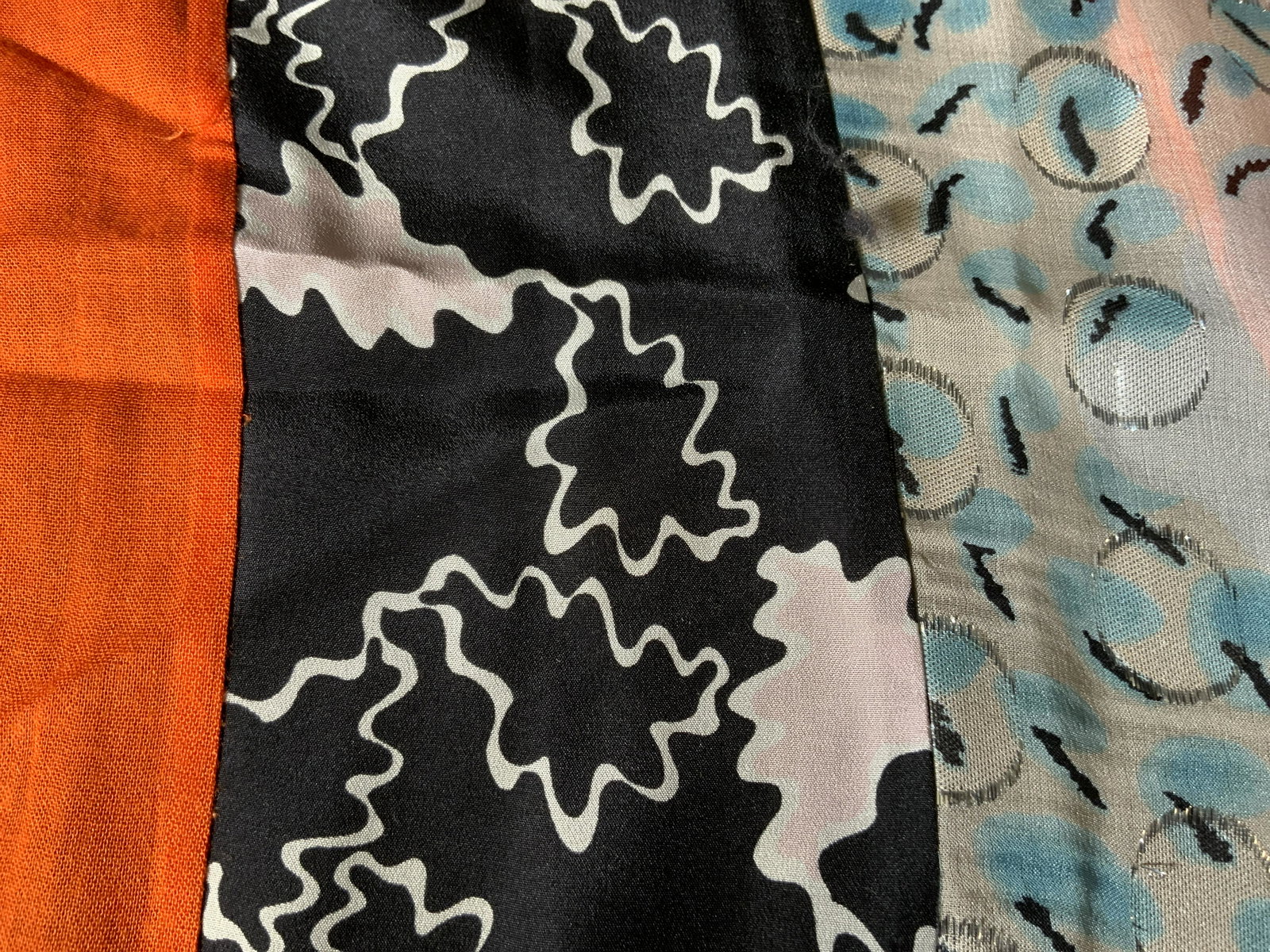 DIANE VON FURSTENBURG Silk Blend Scarf: DIANE VON FURSTENBURG Silk Blend Scarf, new with original tags, labels read ‘Diane von FURSTENBURG 100% Silk combo 75% viscose 25% wool Combo 80% silk 20% metallic’, measures 79 5/8 x 20 inches, D