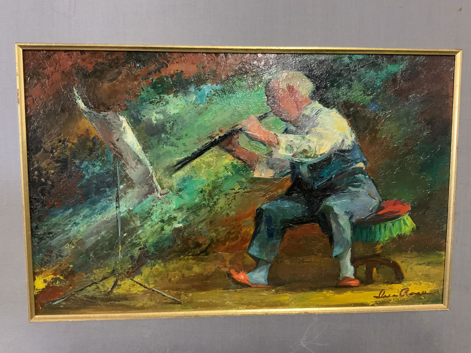 Clarinet Musician Signed Oil on Board (1 of 9)