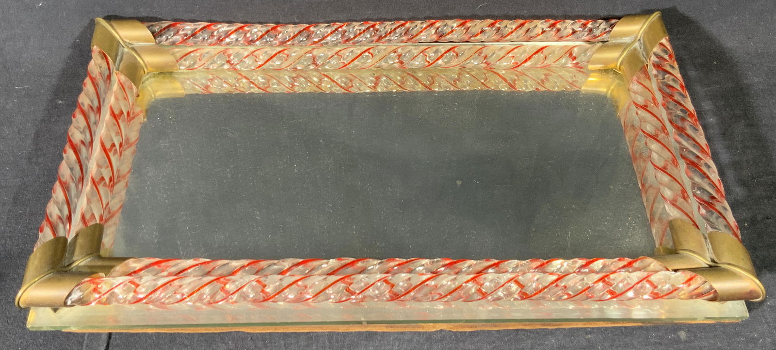 Murano Style Art Glass Mirrored Vanity Tray (1 of 10)