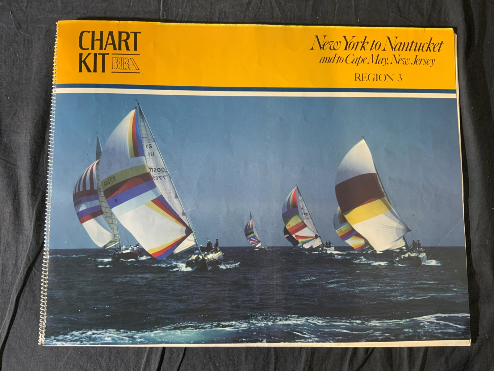 New York to Nantucket and to Cape May Chart Kit: New York to Nantucket and to Cape May Chart Kit, published in 1983 by Better Boating Association, Inc., pages of spiral bound book contain pictures and charts of the land and water in the New York/Nan