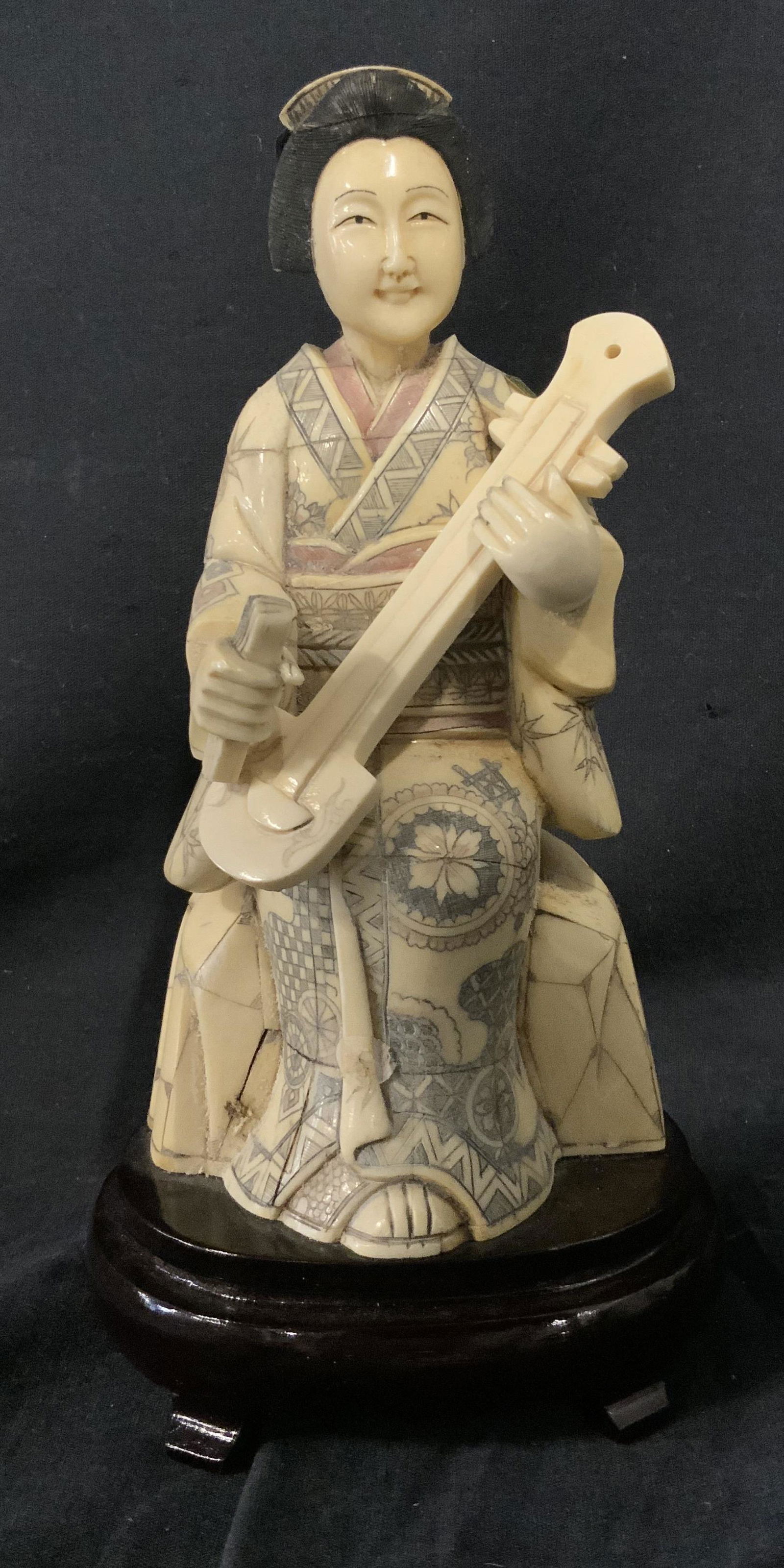 Asian Female with String Instrument Resin Figural (1 of 9)