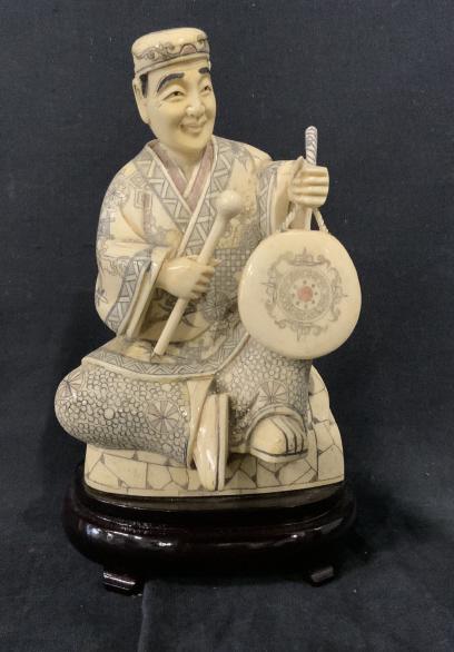 Eastern Asian Male with Gong Resin Figural (1 of 8)