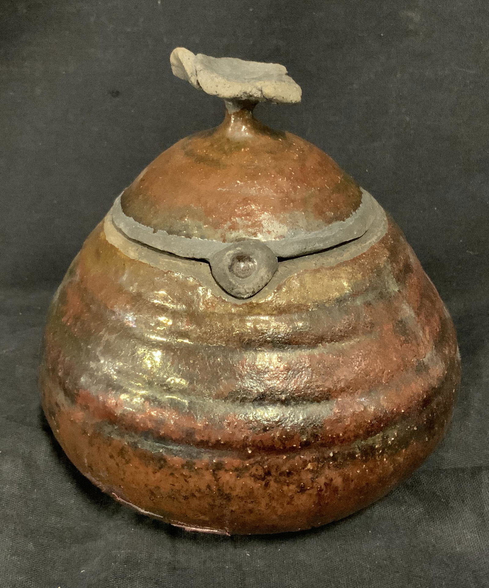 AGATHA WYMAN Raku Ceramic Lidded Vessel (1 of 6)