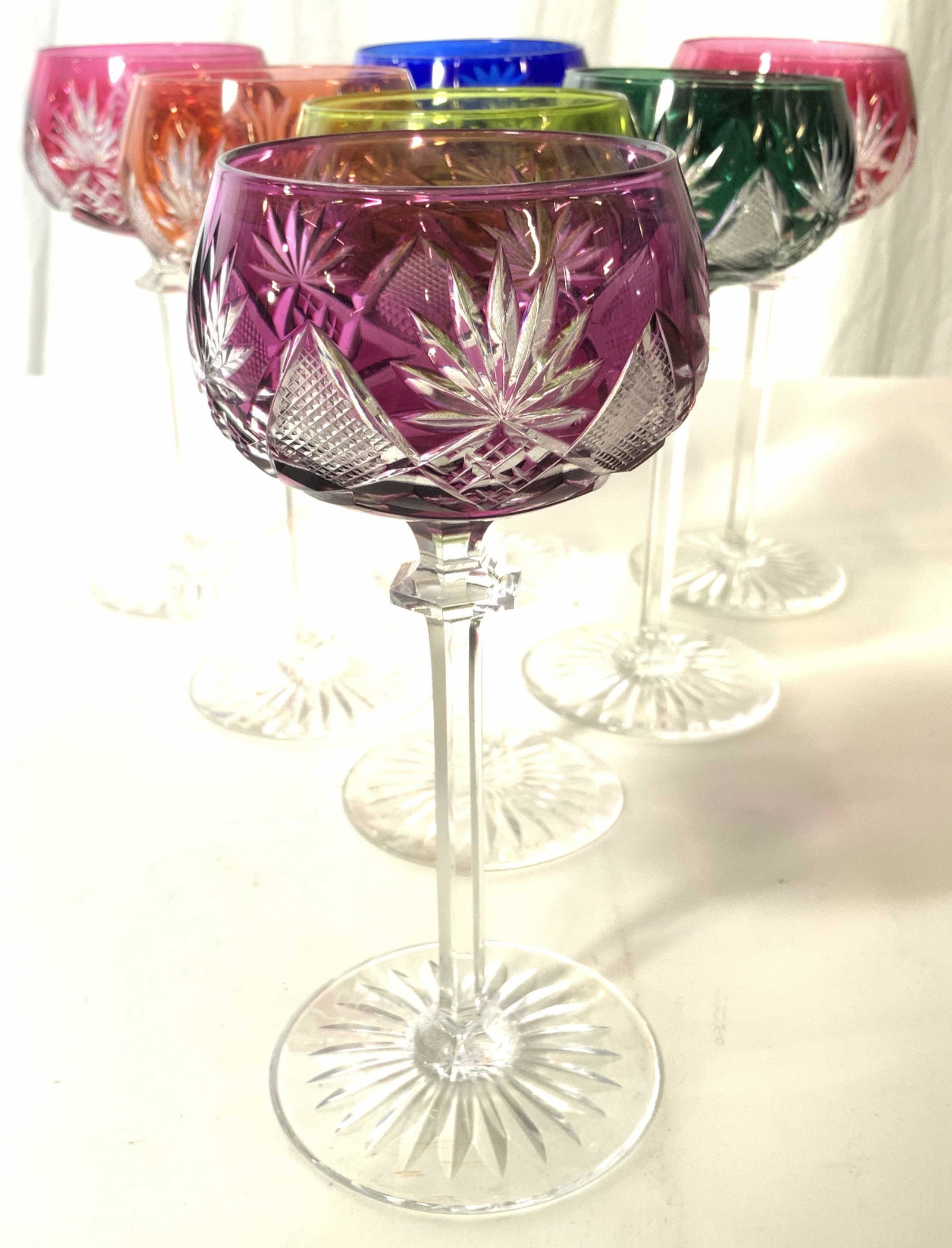 Lot 7 Cut Crystal Bohemian Glass Stemware (1 of 11)