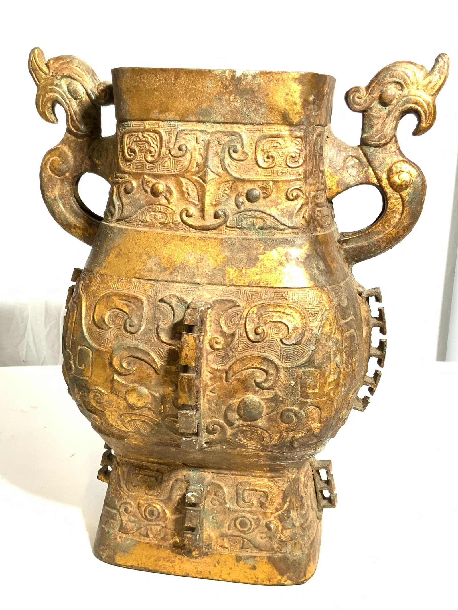 Vintage Painted Gold Tn Asian Metal Dragon Vase (1 of 14)