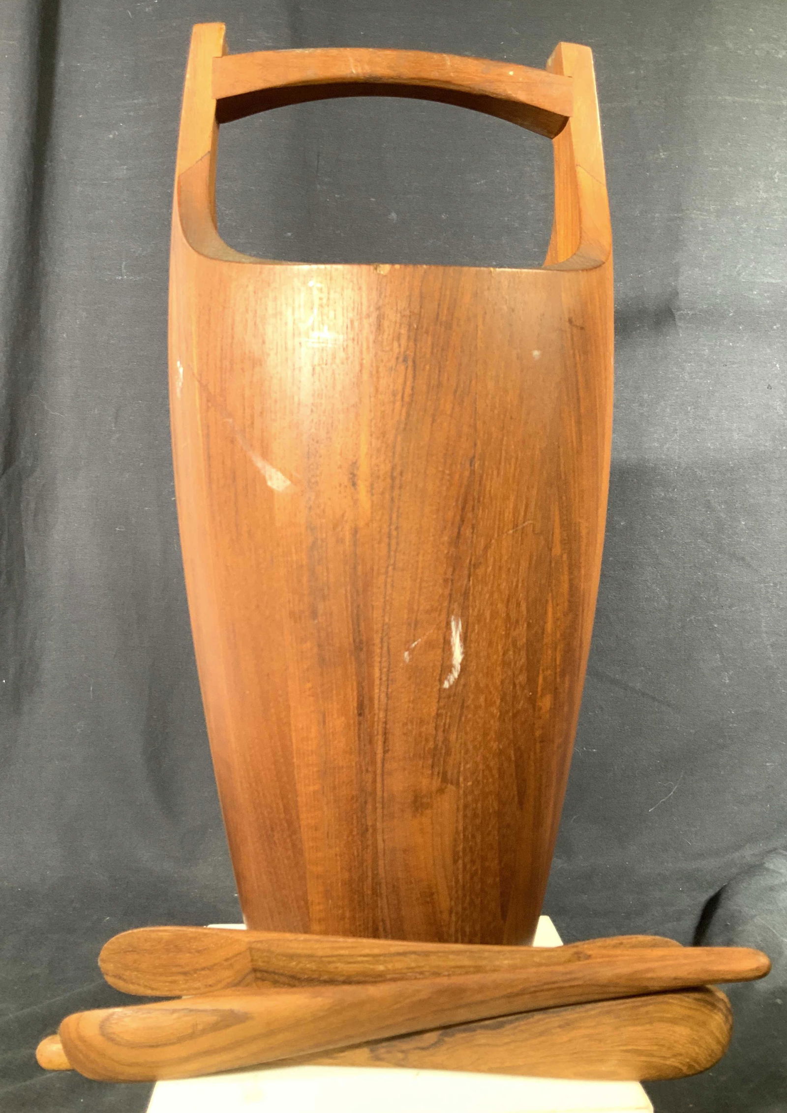 DANSK TEAK WOOD Ice Bucket with Tongs, 3 (1 of 10)