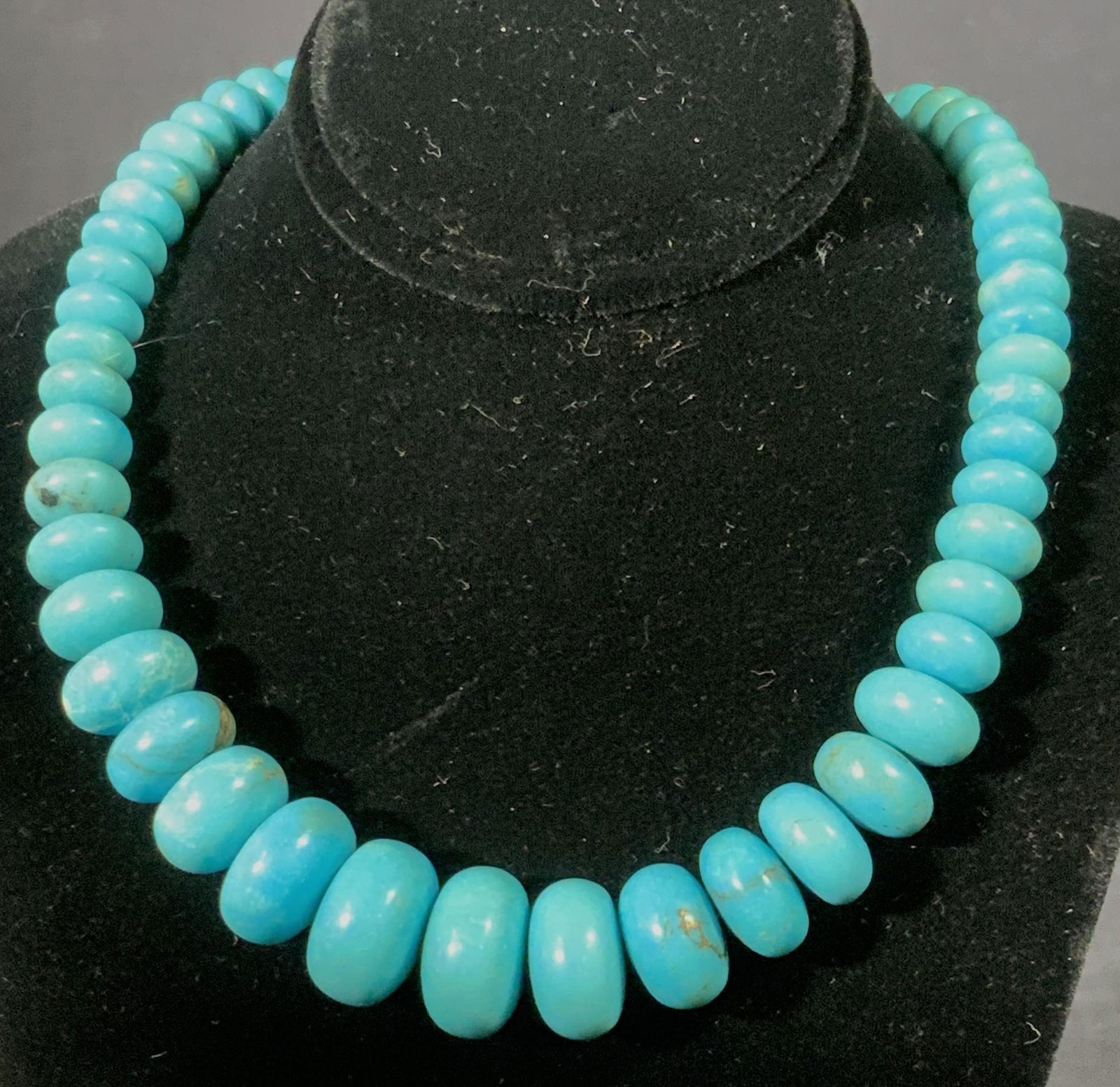 Lux TURQUOISE Graduated Stone Necklace, SS Clasp (1 of 10)