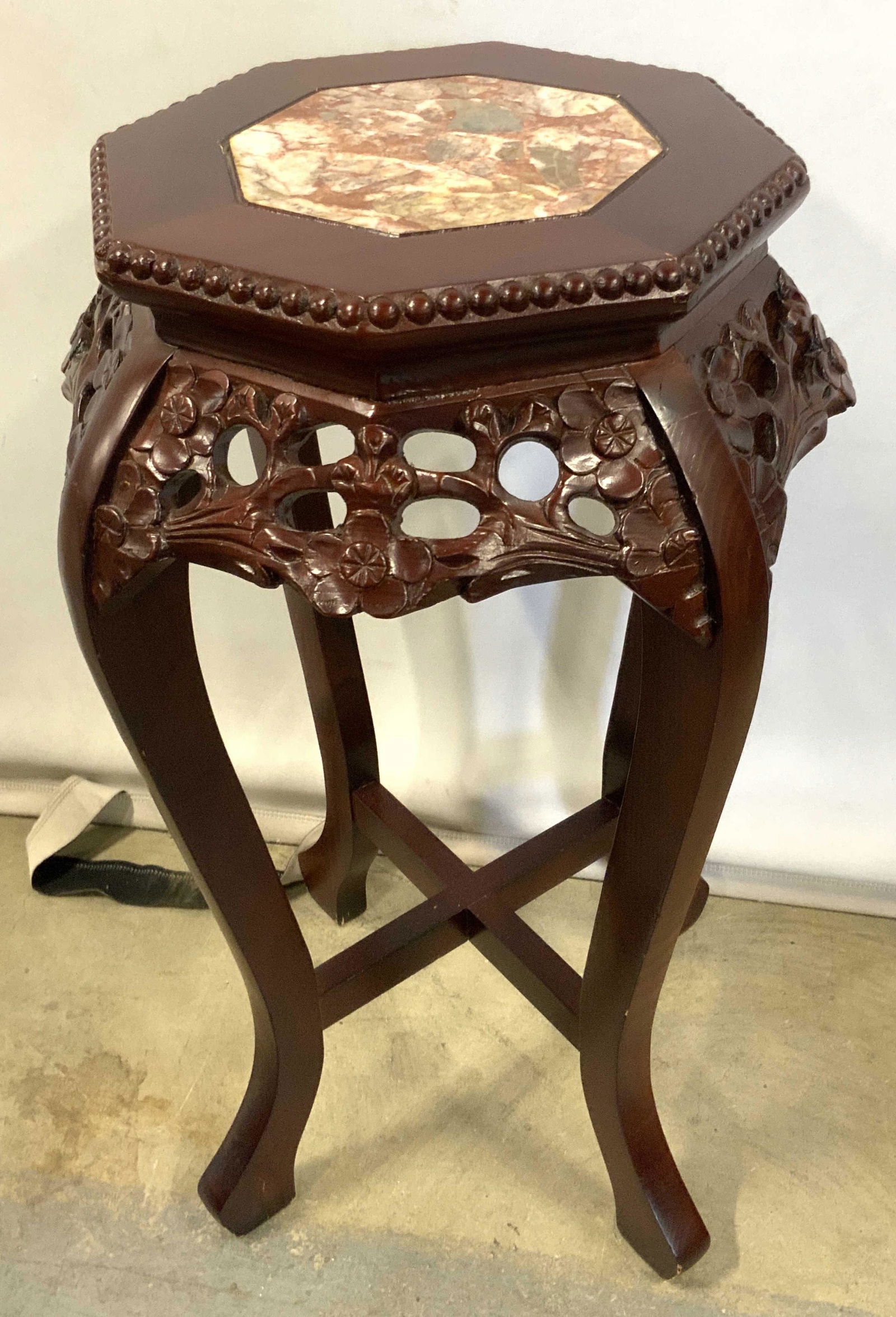 Vntg ROYOLA PACIFIC Marble Top Wood Plant Stand (1 of 12)