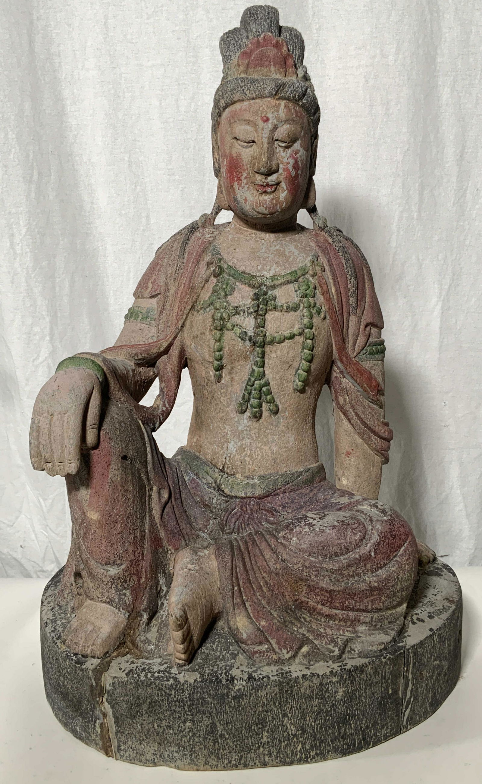 Vintage Carved Wooden Seated Buddha Sculpture (1 of 10)
