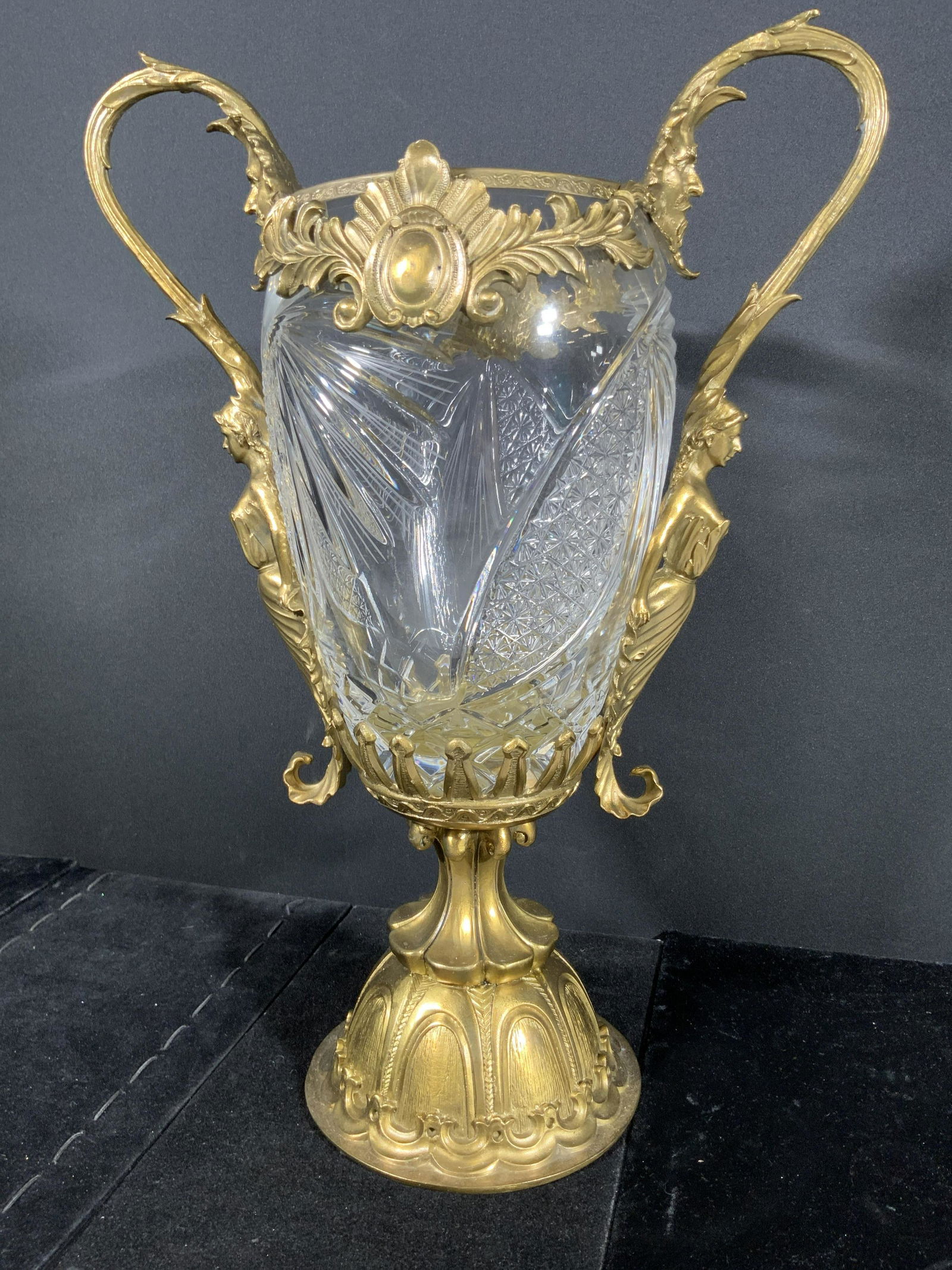 Vintage Gilded Bronze Cut Crystal Vase (1 of 17)