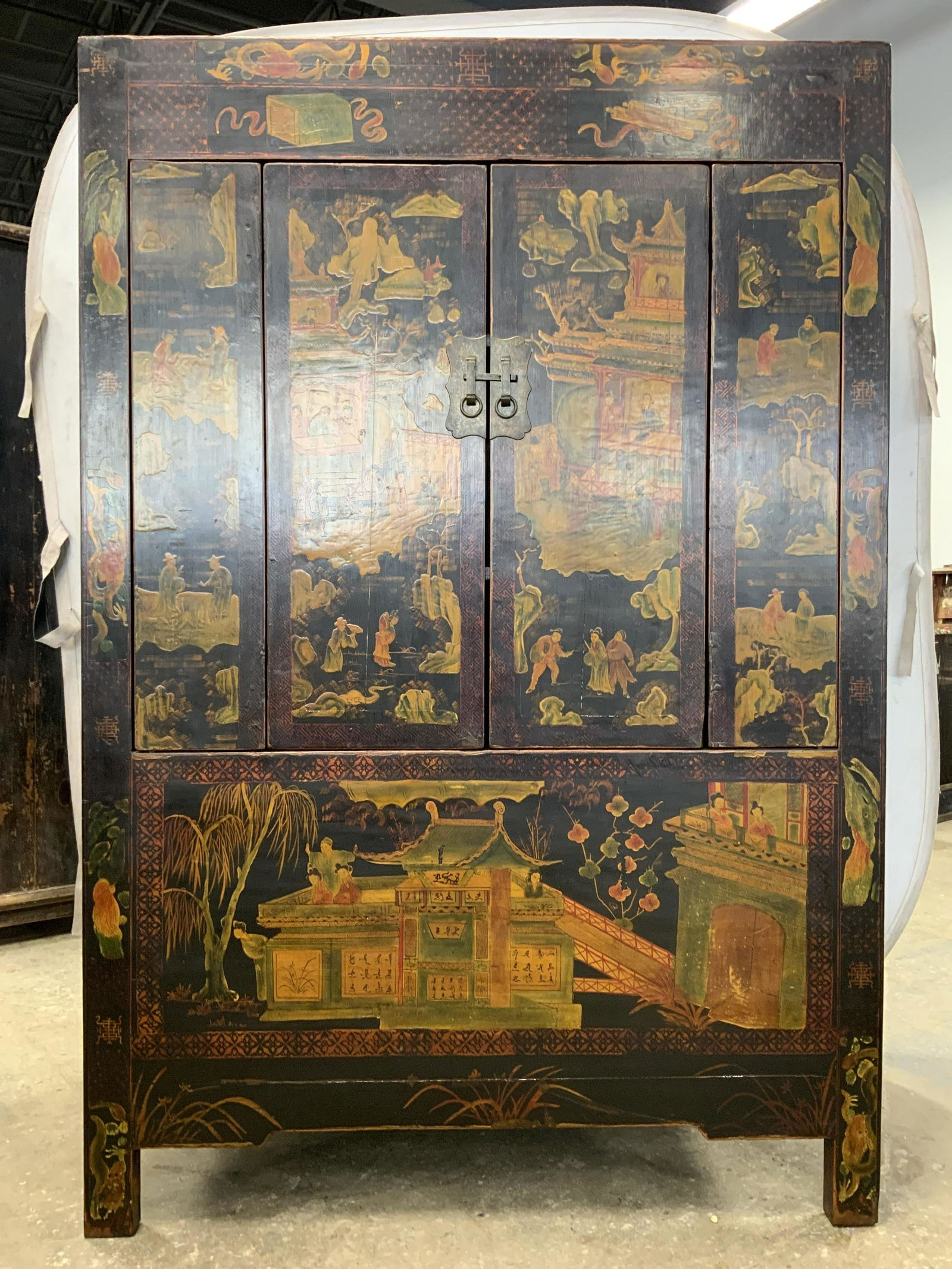 Grand Vintage Painted Chinese Cabinet (1 of 12)