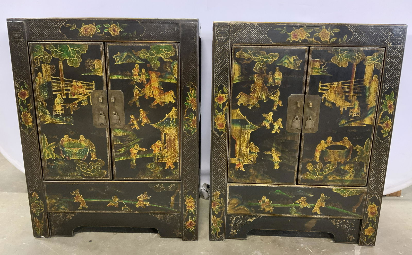 Pair Vintage Lacquered Asian Cabinets (1 of 12)