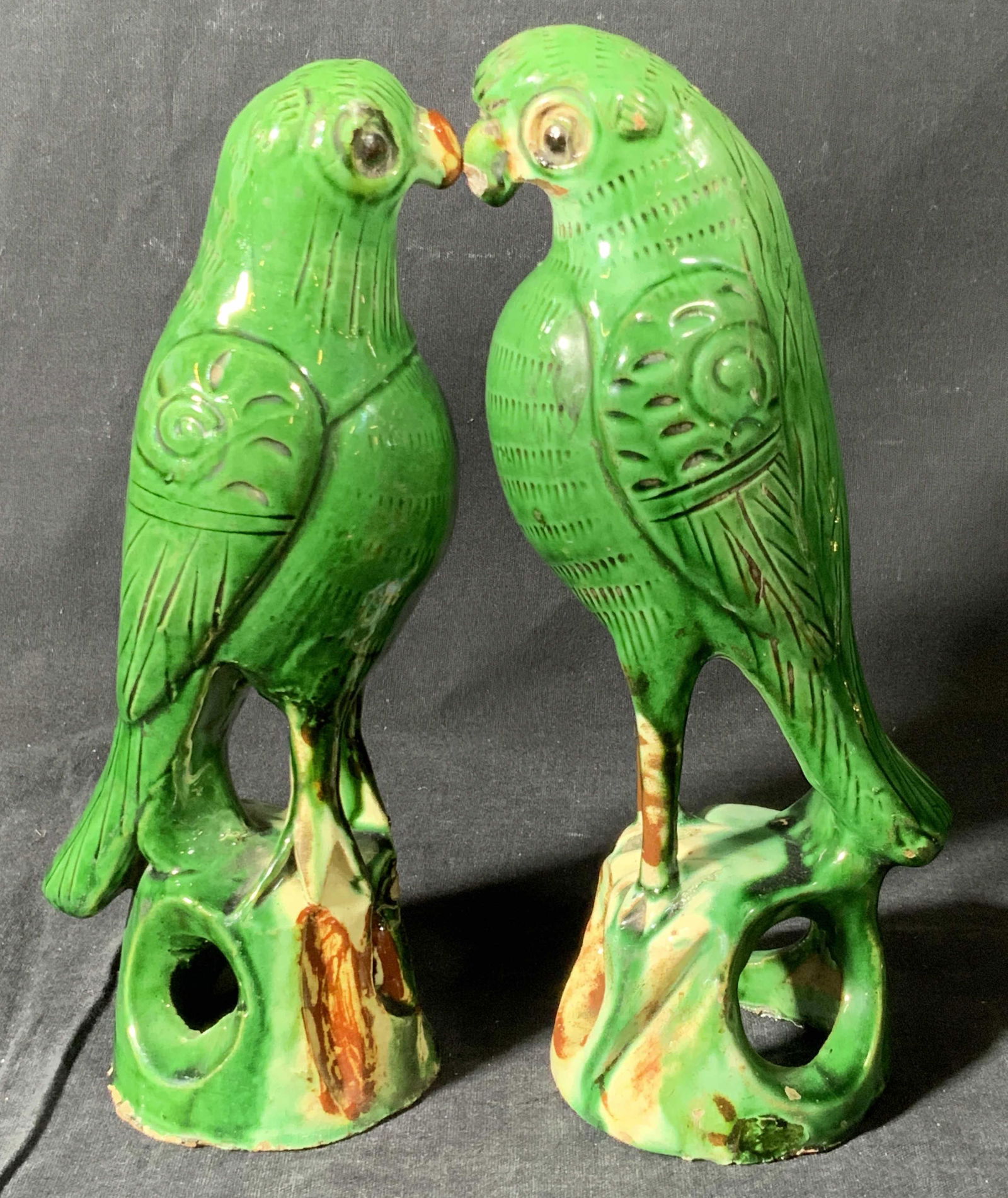Pair Vintage Handcrafted Ceramic Parakeet Figurals (1 of 13)