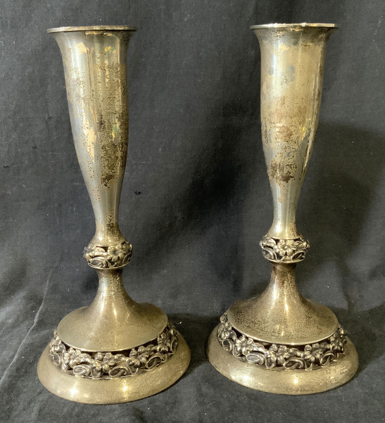 Antique Judaica Sterling Silver Candlestick Pair (1 of 14)