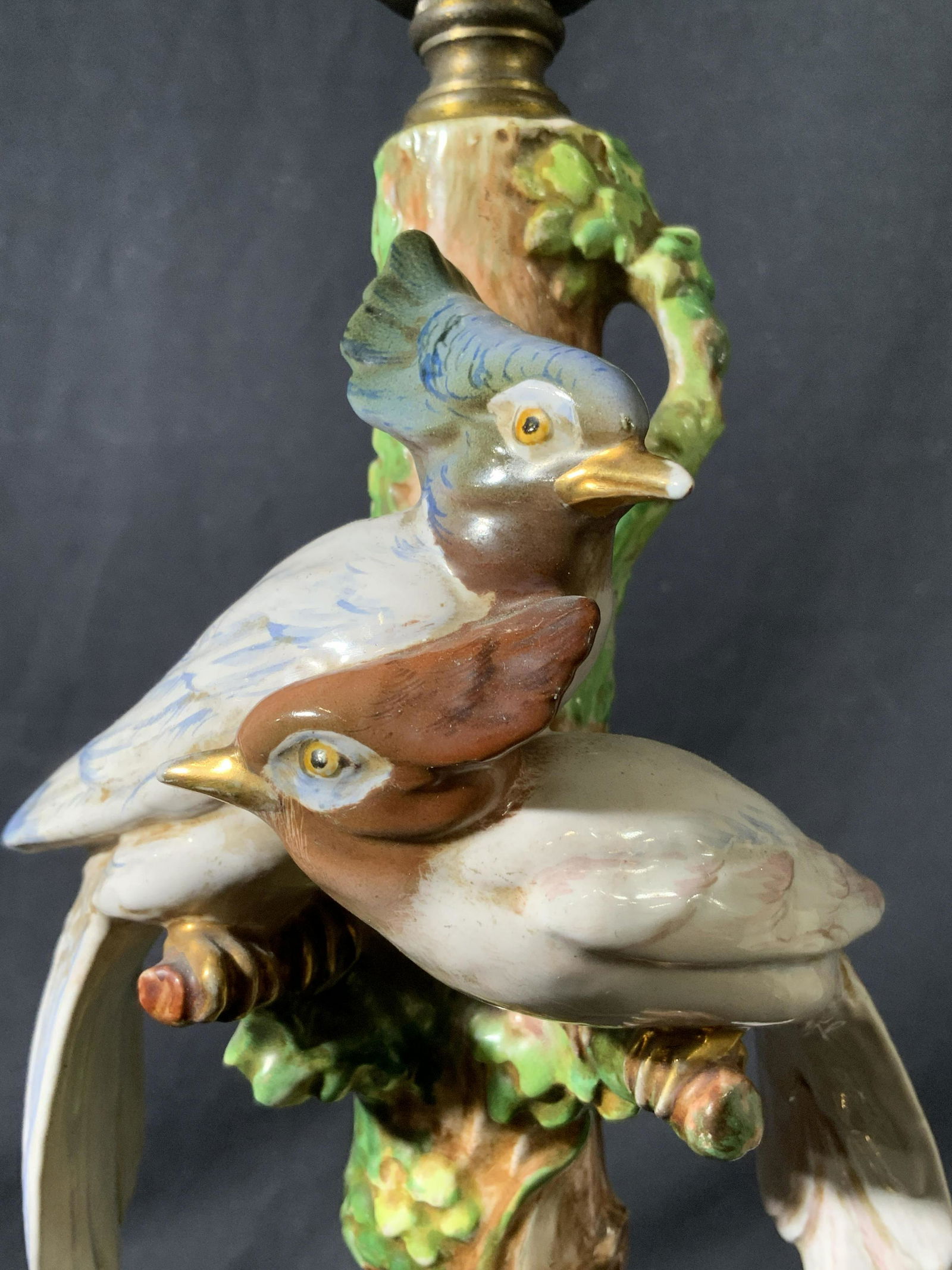Vintage Porcelain Lamp W Bird Figures (1 of 10)