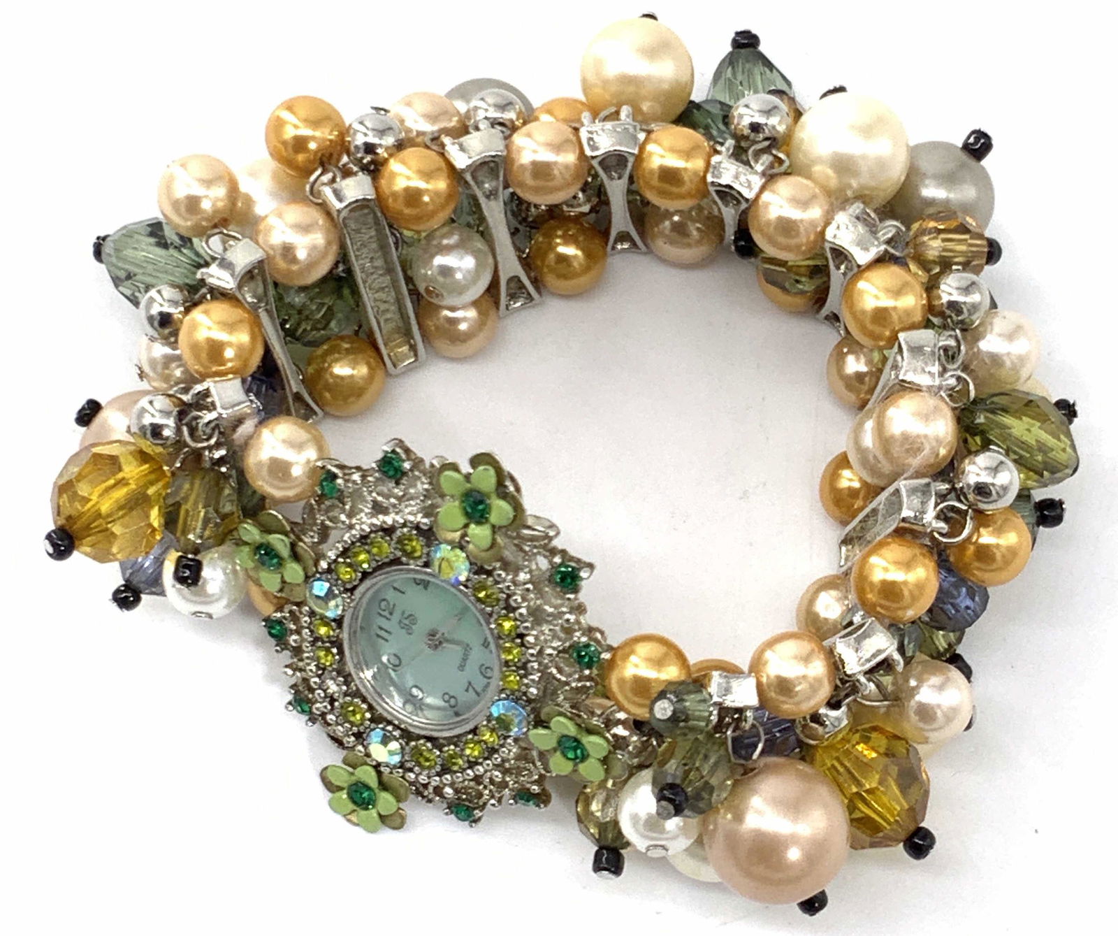 JS Signed Chunky Bejeweled Watch Bracelet, Jewelry (1 of 11)