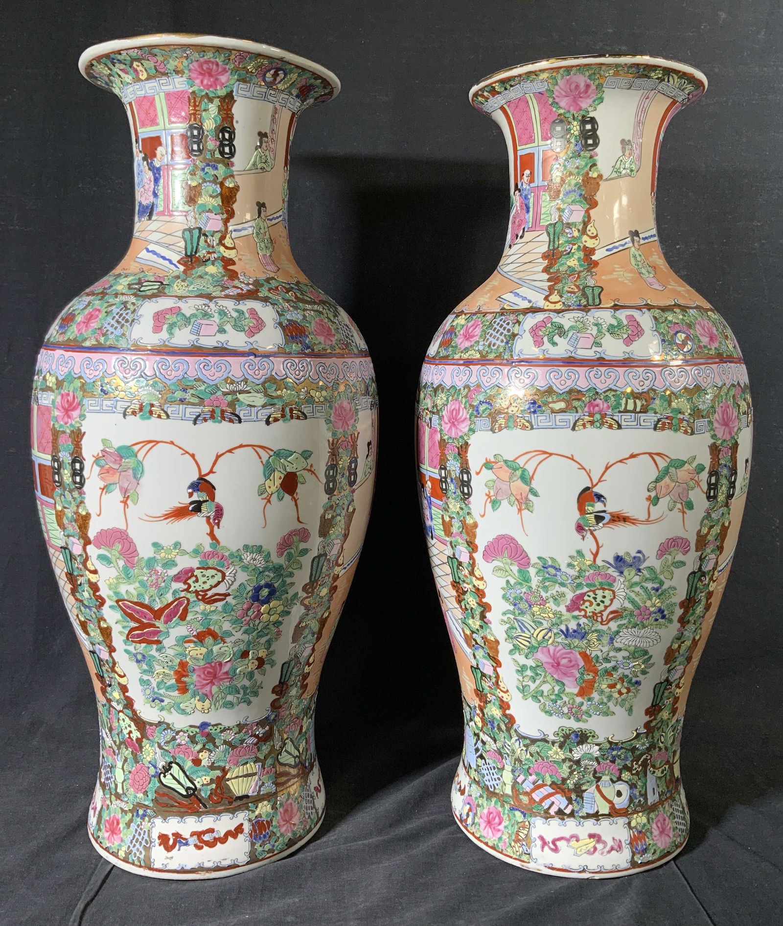 Pr Oversized Stamped Asian Porcelain Vases (1 of 11)