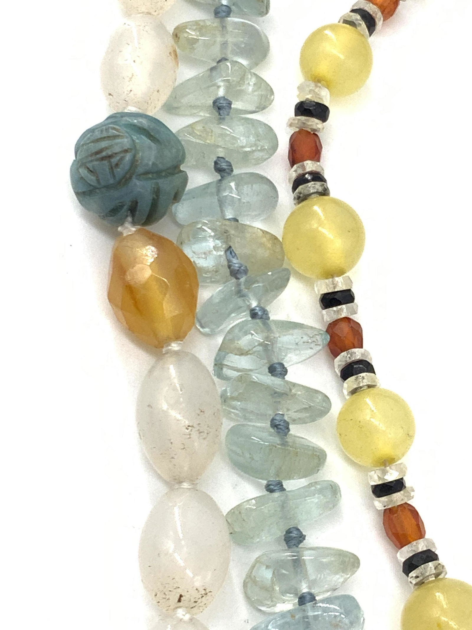 14K Gold Clasp Carved Natural Stone Necklace (1 of 13)