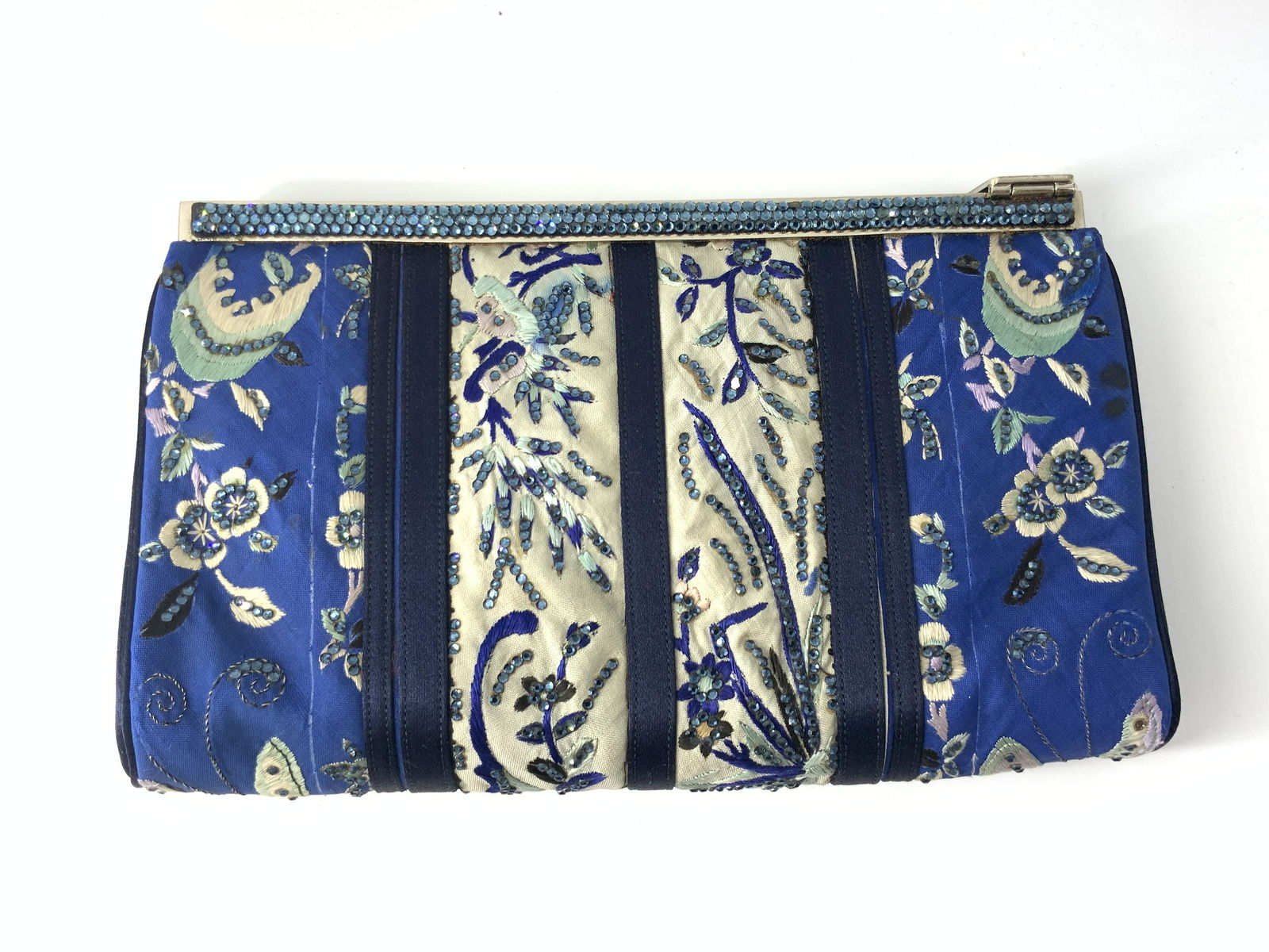 Vntg JUDITH LEIBER Floral Fabric Bejeweled Purse (1 of 19)