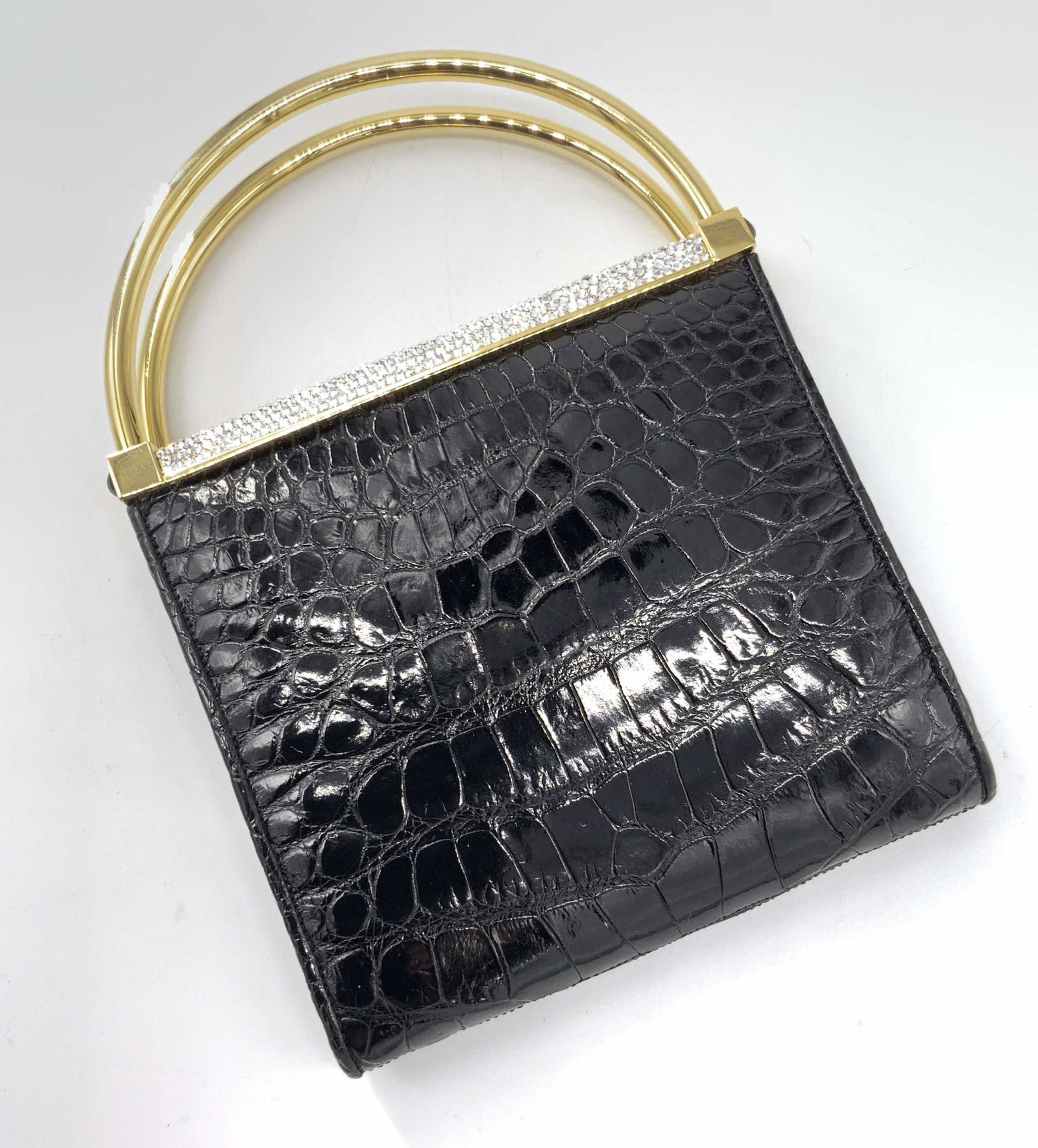 Vntg JUDITH LEIBER Black Croc Mini Purse W/ Tag (1 of 19)
