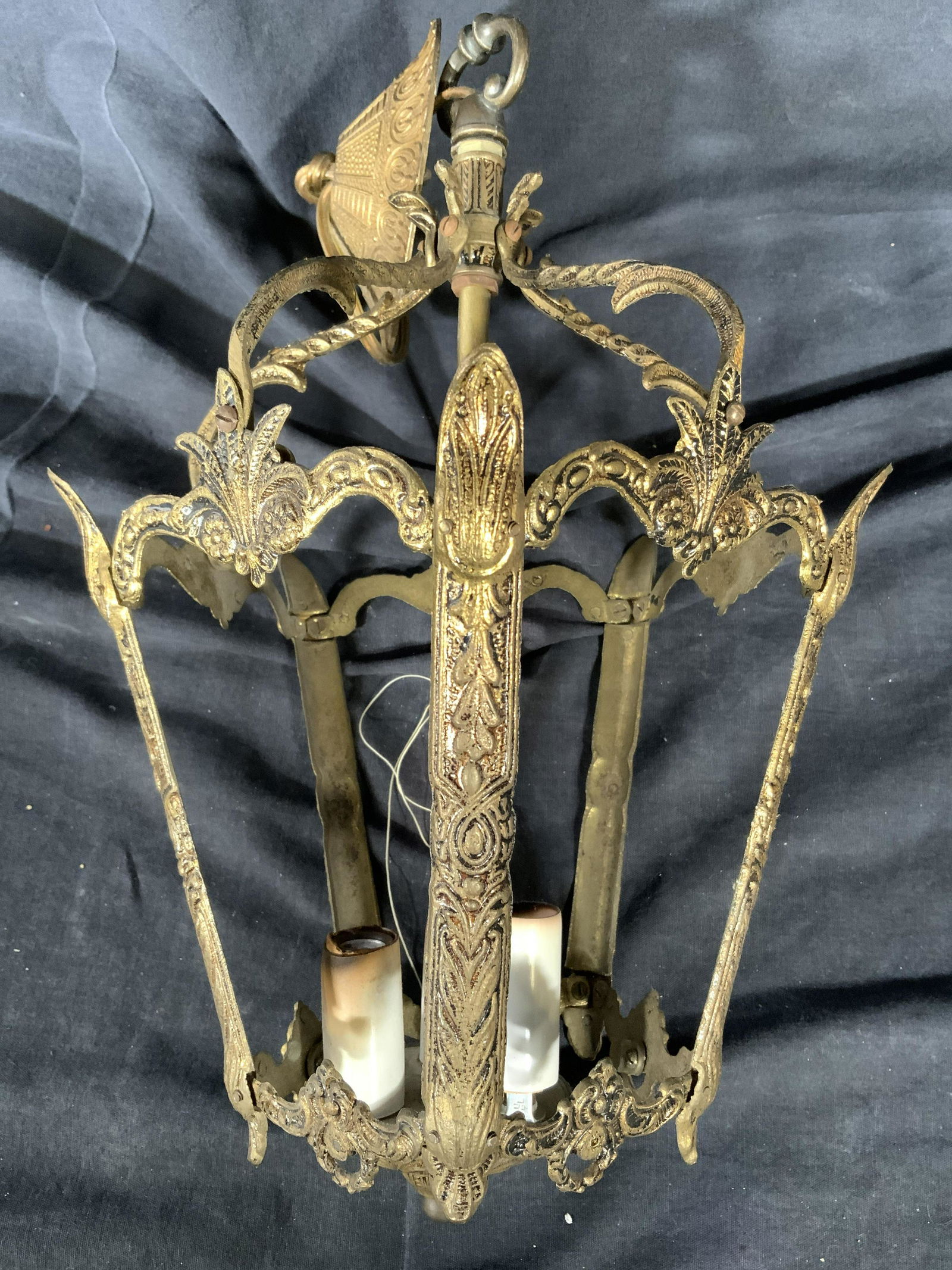 Ornate Brass Hanging Light Fixture (1 of 10)