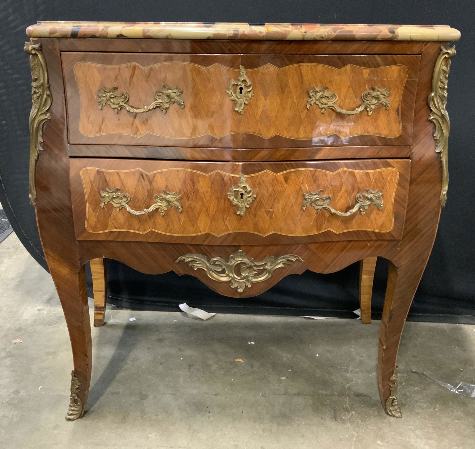 French Louis XV Marble Top Desk (1 of 13)