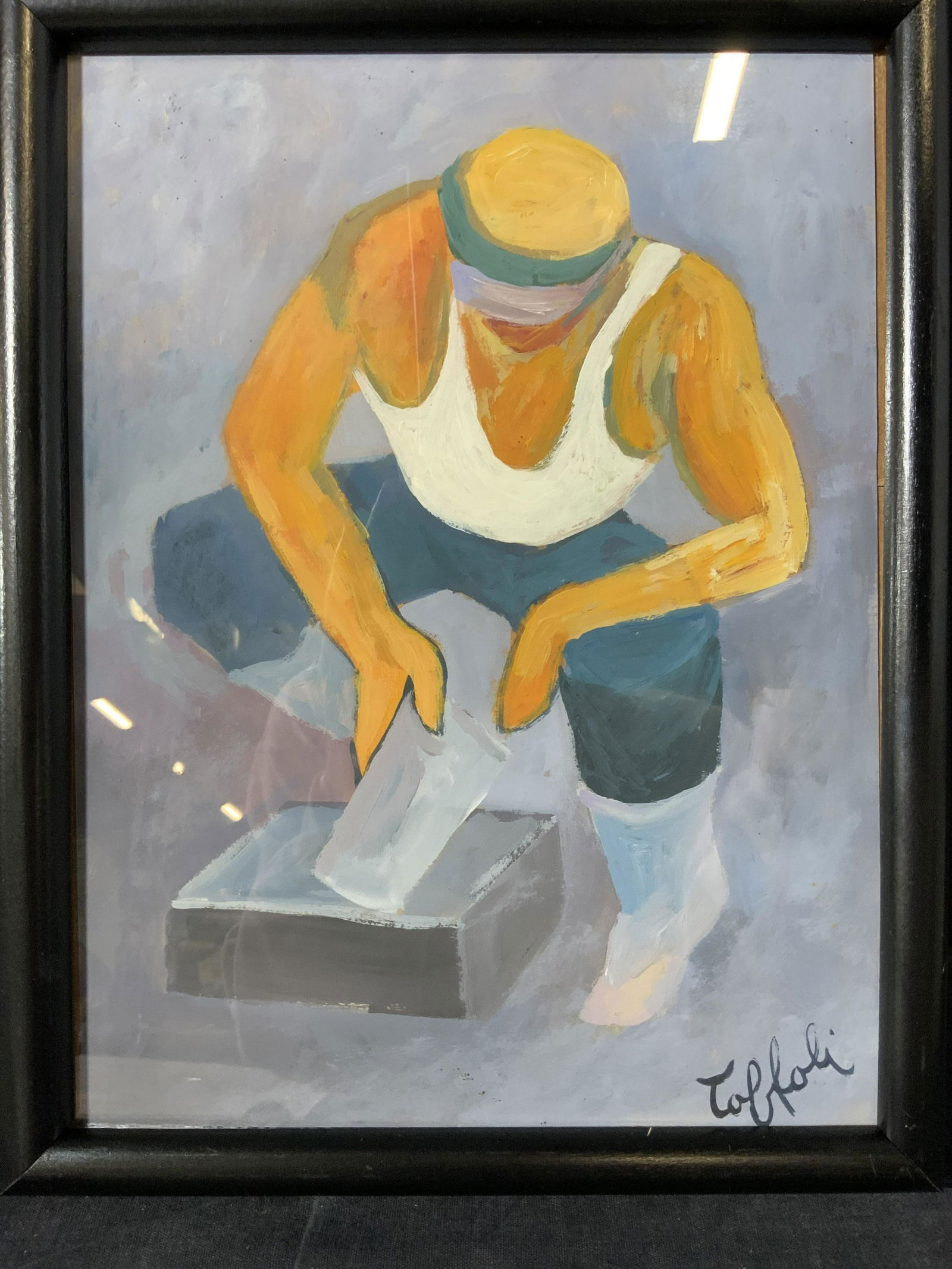 ATTR LOUIS TUFFOLI Signed Laborer Oil on Paper (1 of 12)