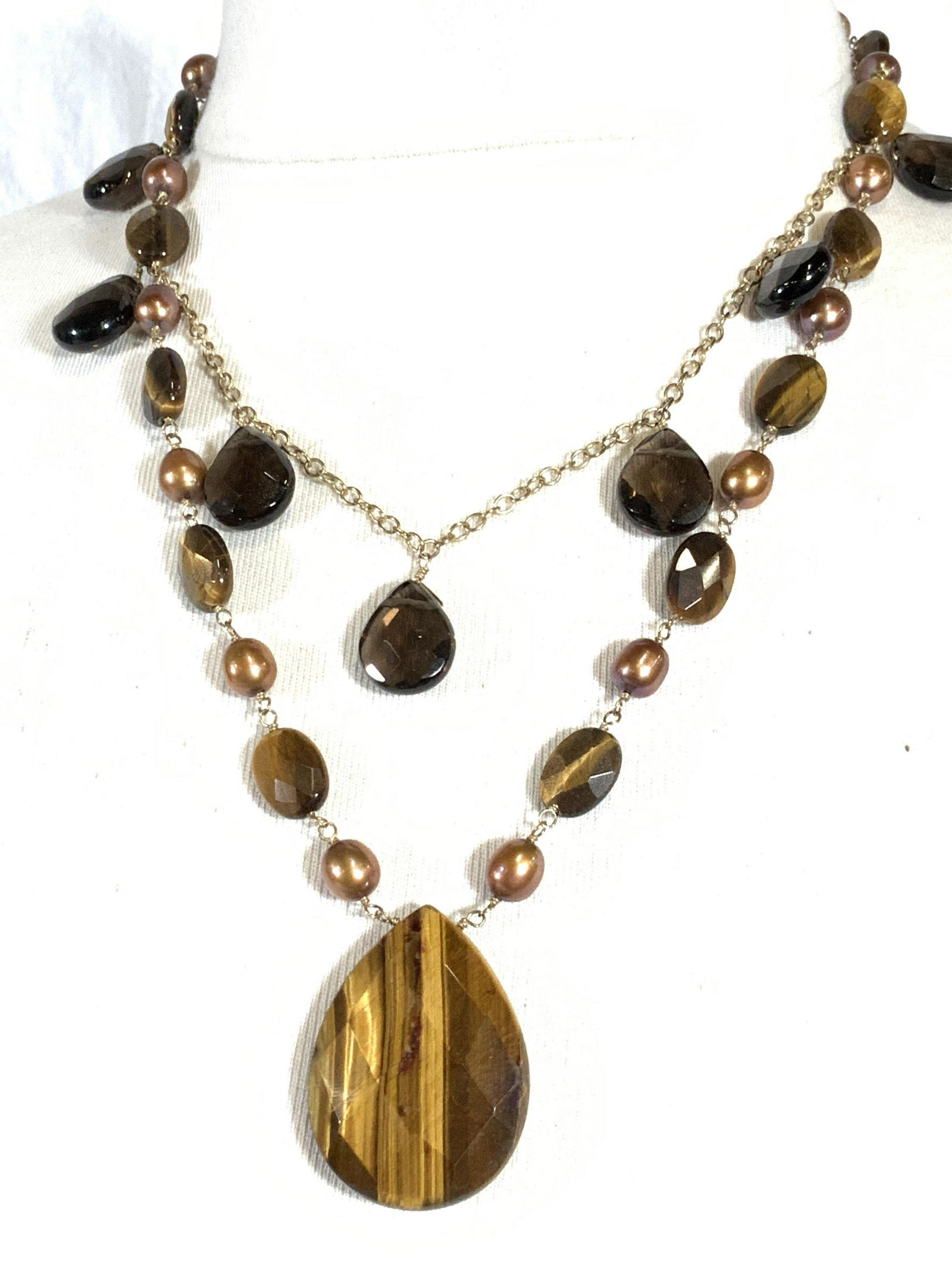 LUC South sea PearlTigers Eye and Quartz Necklce (1 of 11)