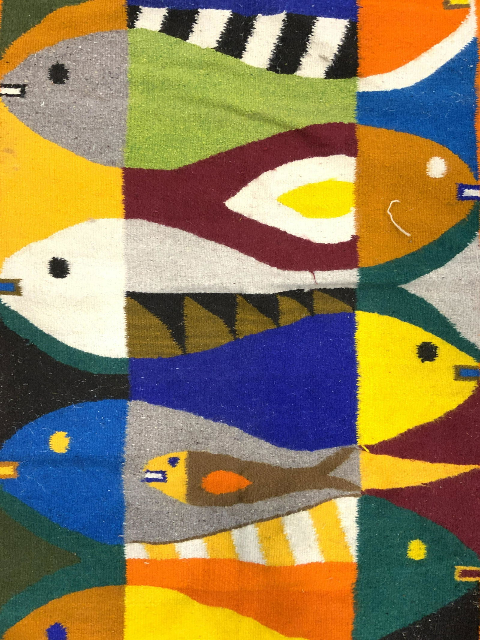 Vintage Handmade Fish Detailed Wool Rug (1 of 9)