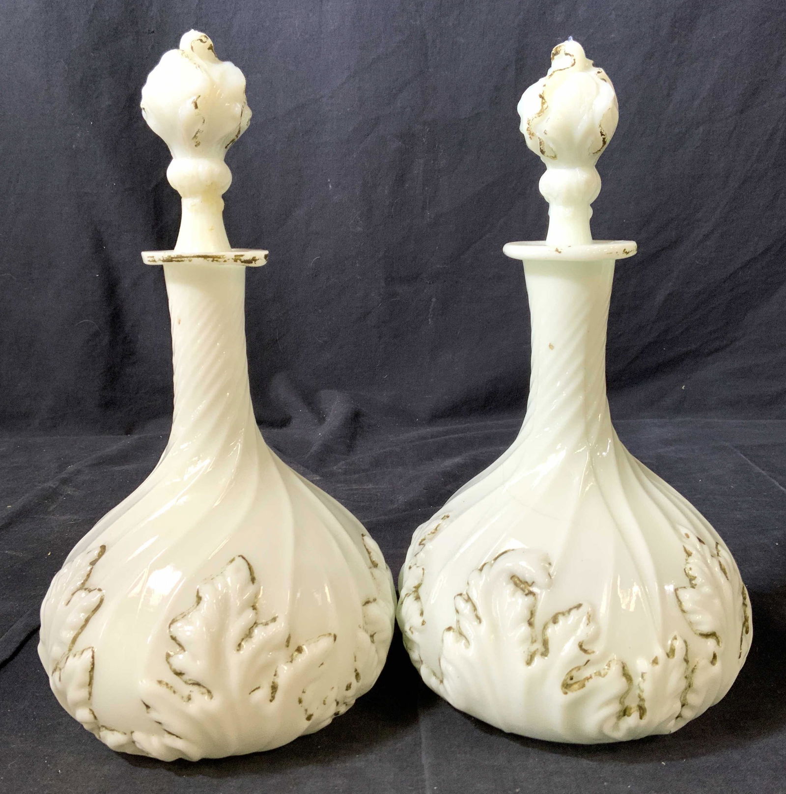 Lot 2 Vintage Opaline Glass Decanters (1 of 11)