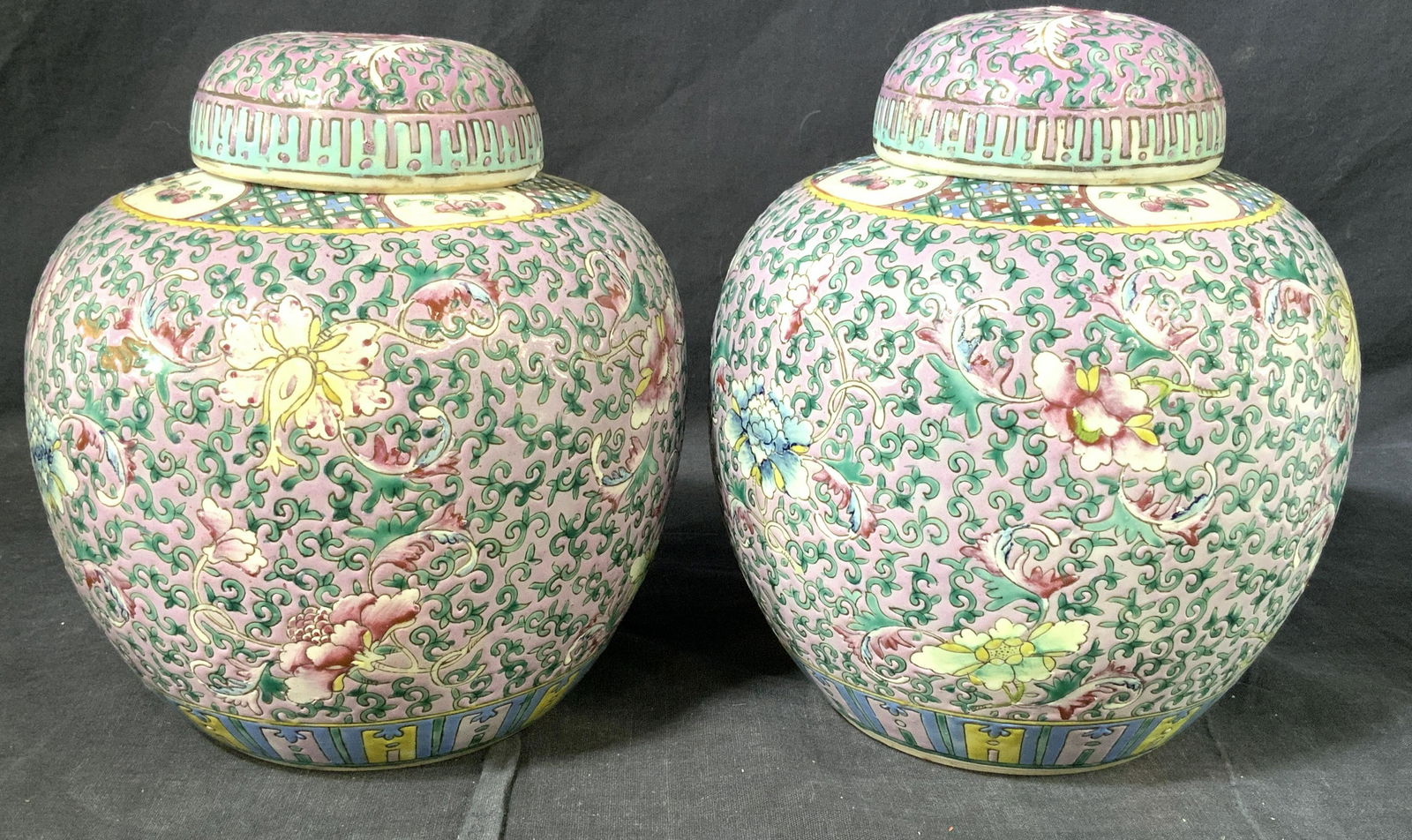 Pair Chinoiserie Signed Asian Ginger Jars (1 of 10)