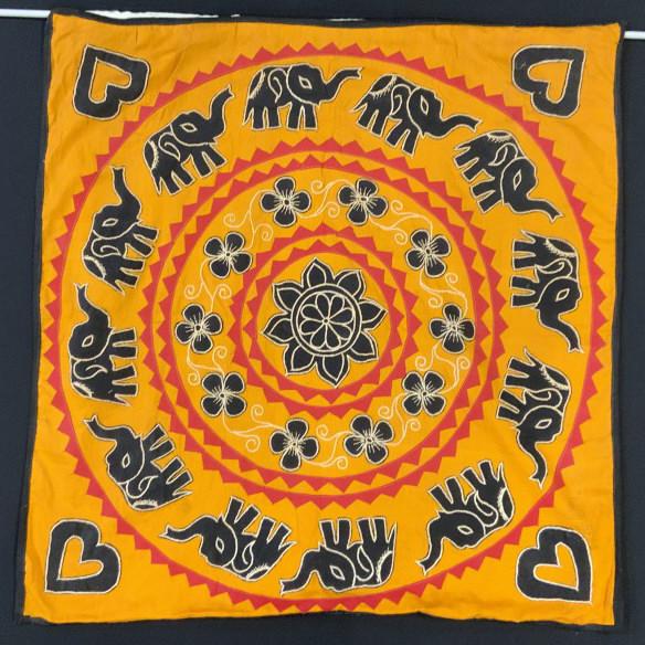 Embroidered African Elephant Wall Tapestry on Rod (1 of 10)