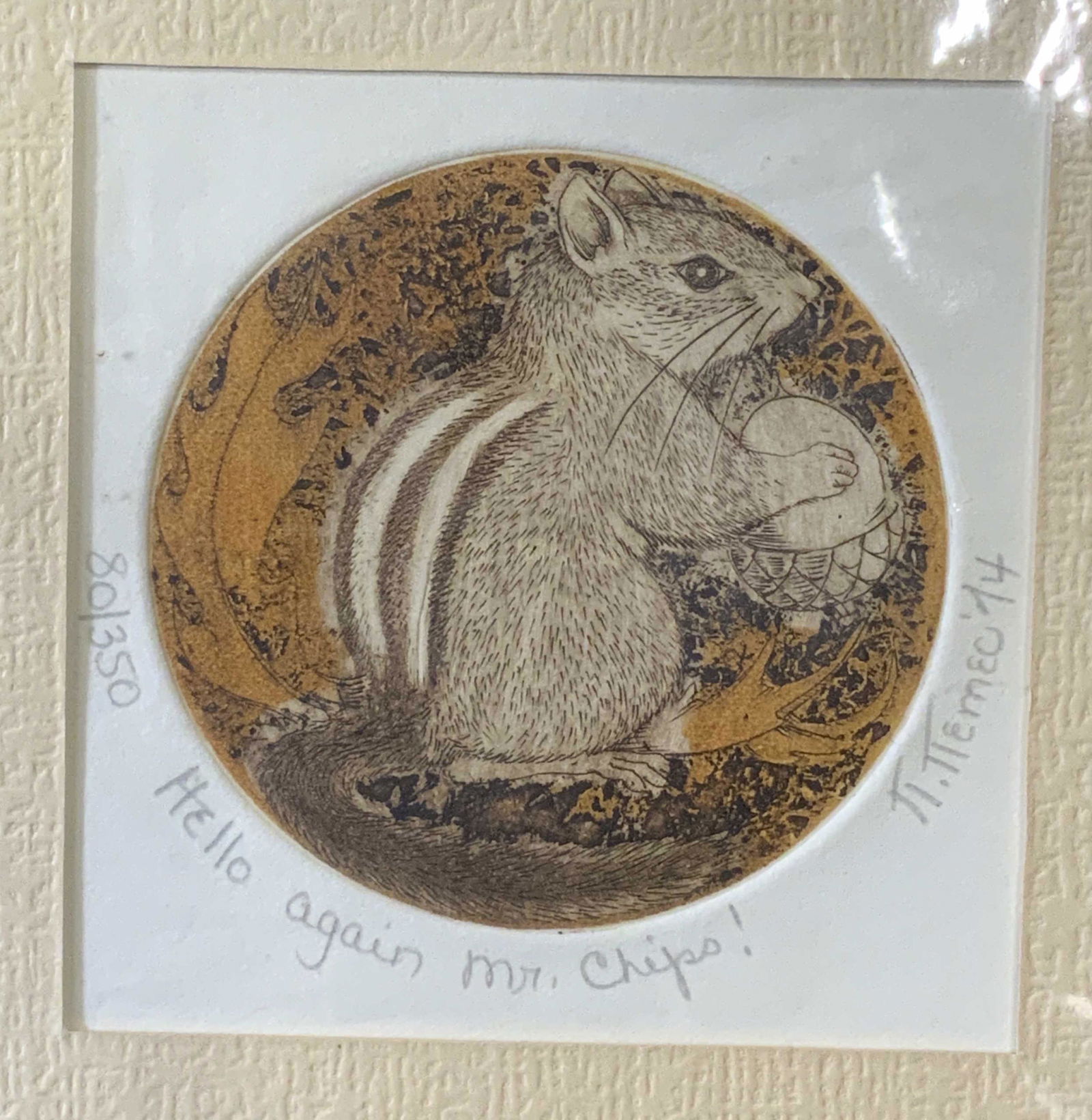 NANCY NEMEO Signed Squirrel Engraving (1 of 5)
