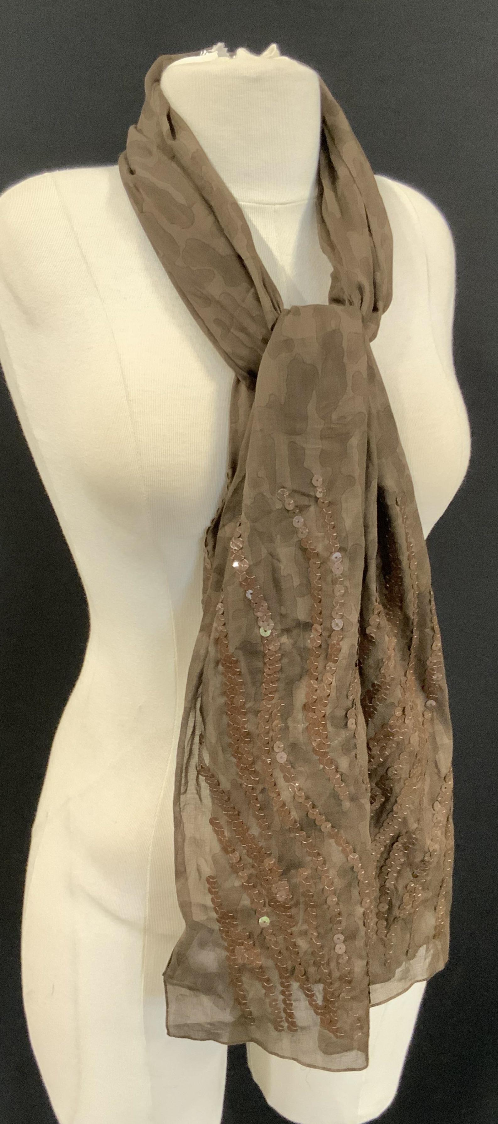 ESCADA Italian Cotton Patterned Sequins Scarf (1 of 8)