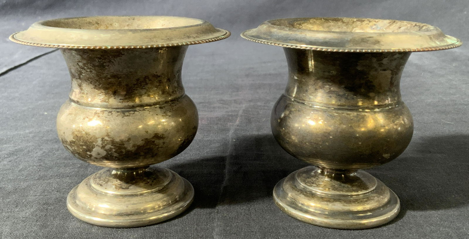 Pair Silver Plated Desk Sized Vessels (1 of 5)