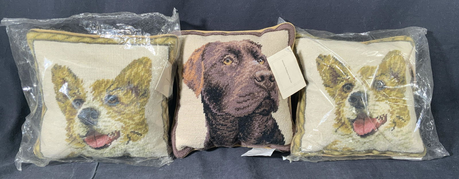3p HEIRLOOM NEEDLEPOINT Dog Throw Pillows (1 of 10)