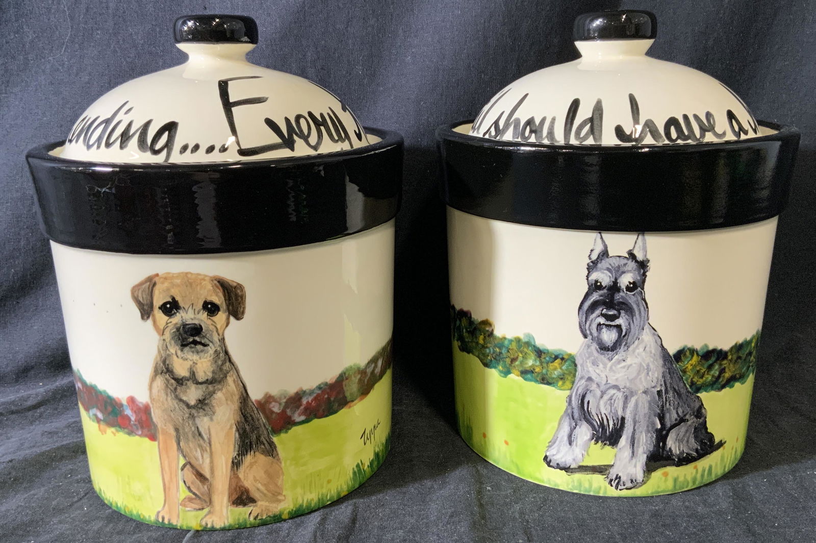 ZEPPA Signed Lot 2 Painted Terrier Dog Jars (1 of 9)