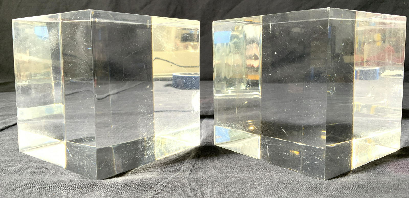 Pair Acrylic Lucite Cubes Decor (1 of 8)