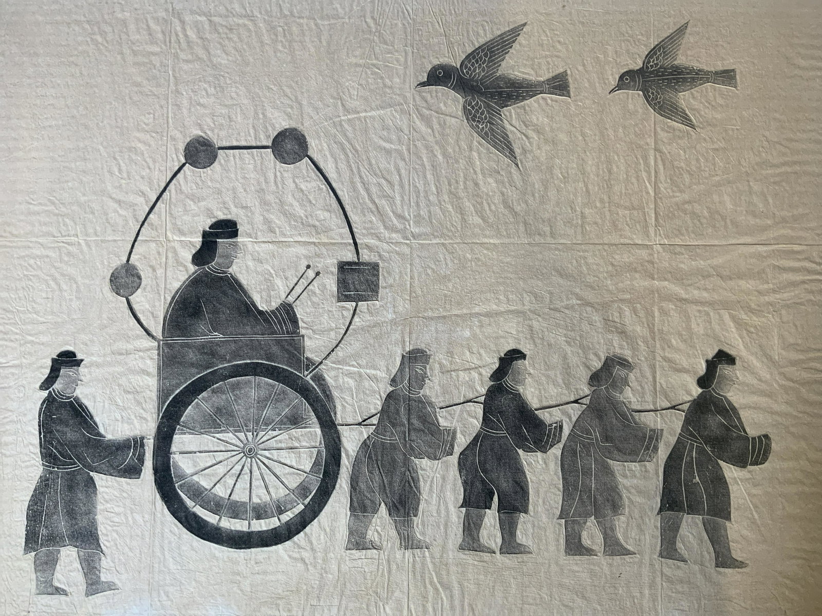 Asian Woodblock of a Procession (1 of 9)