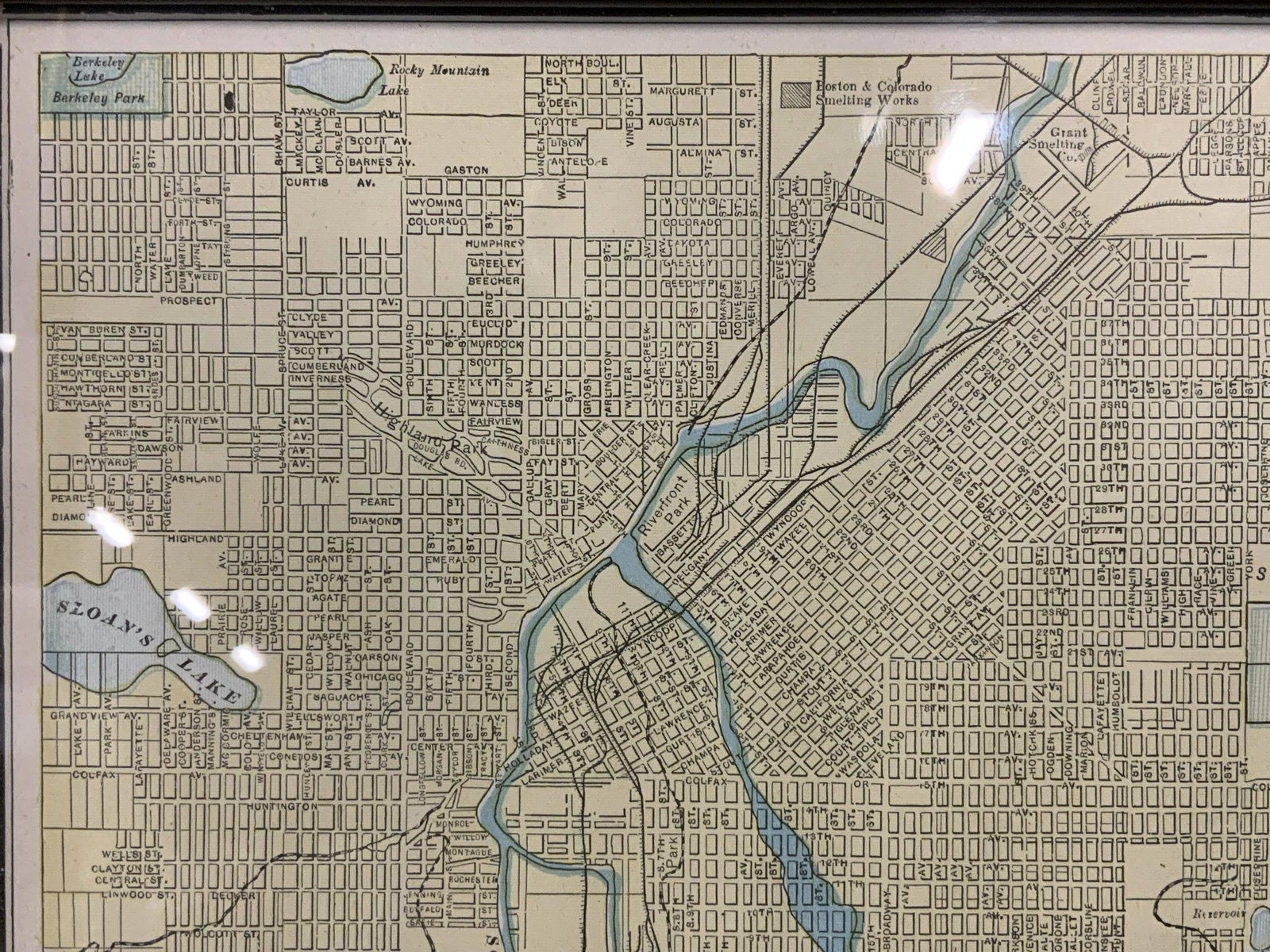 Double Sided Framed Map of Denver & San Francisco (1 of 13)