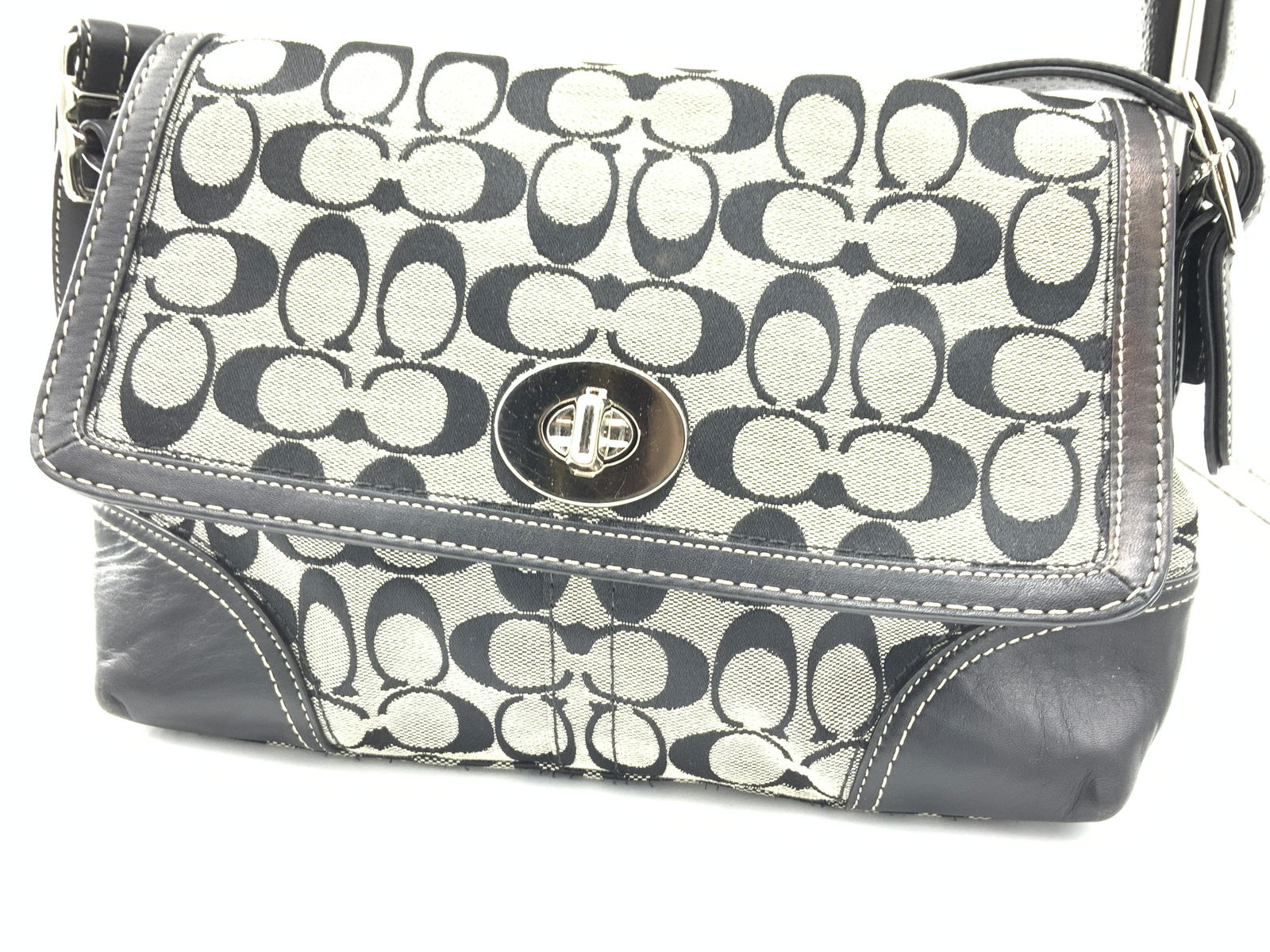 COACH Black Monogram Canvas & Leather Handbag (1 of 11)