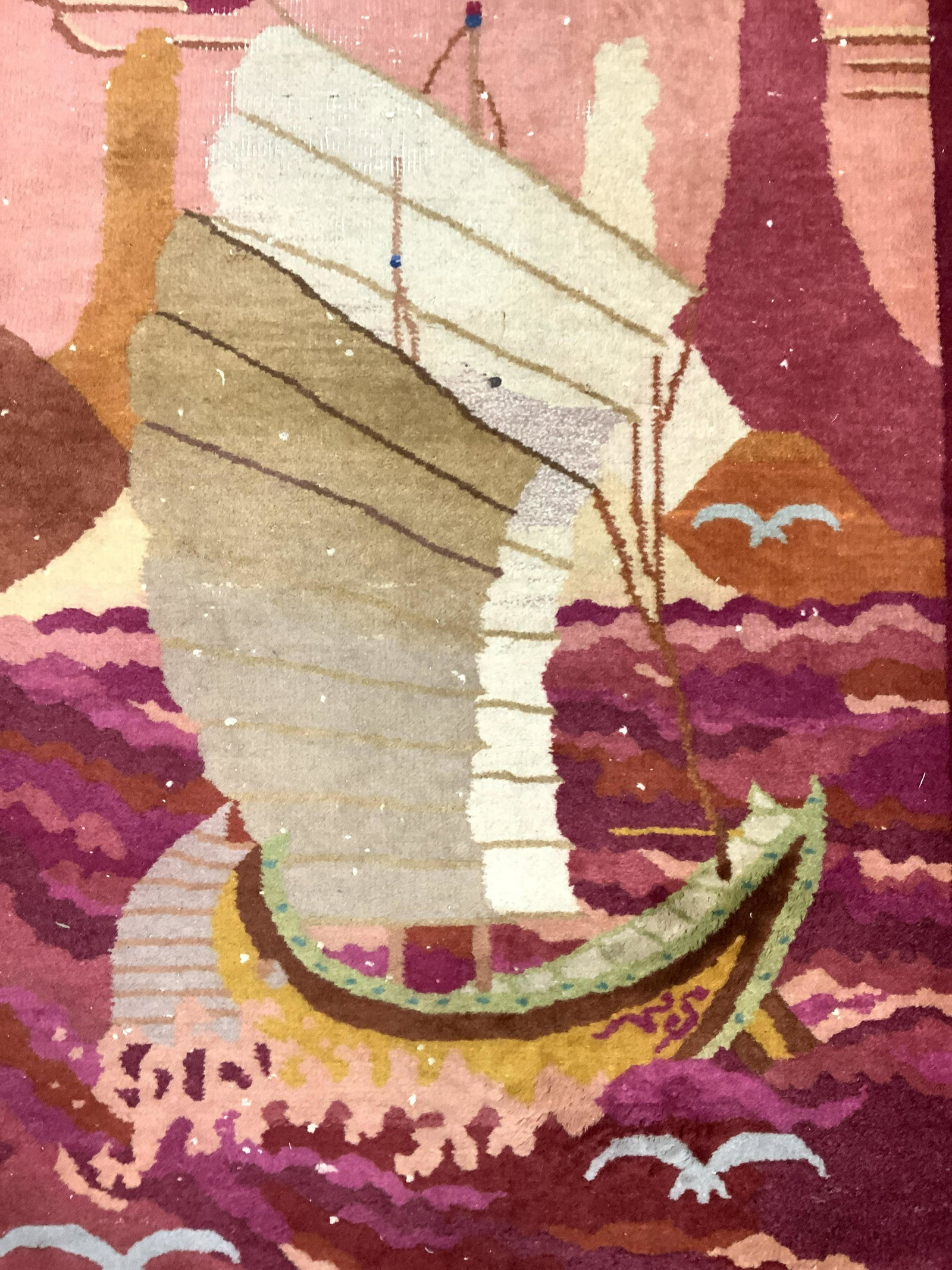 Vintage Handmade Chinese Art Deco Wool Rug (1 of 7)