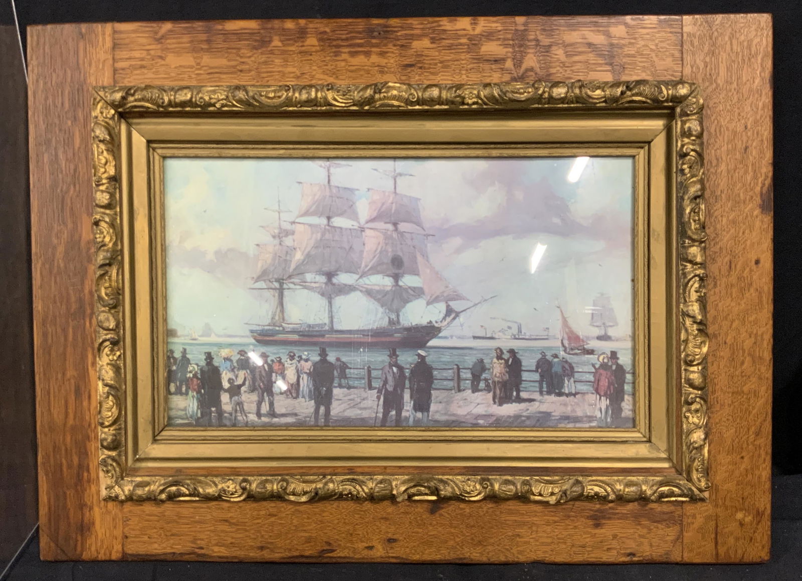 Framed Offset Lithograph of Boats (1 of 6)
