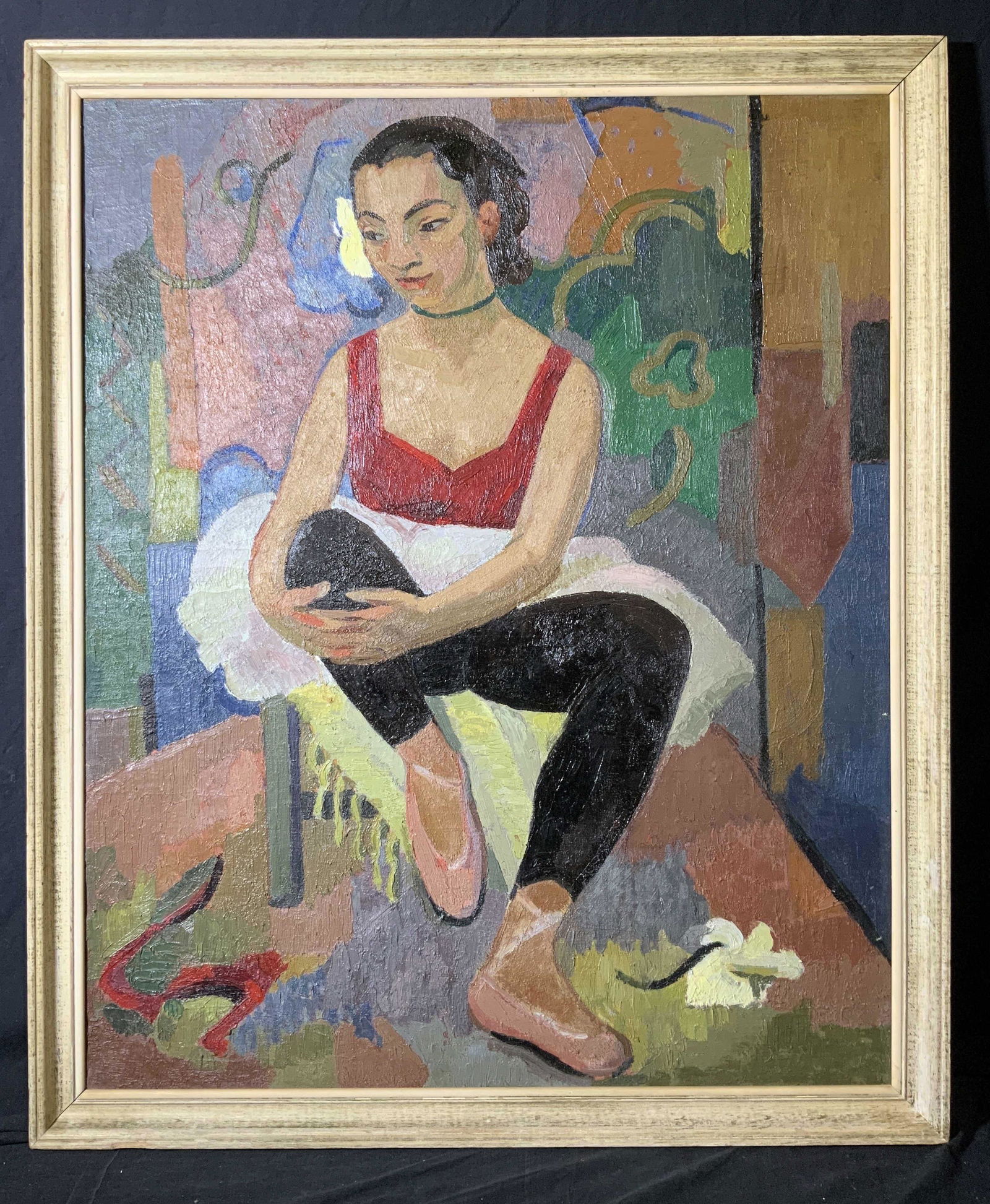 Framed Oil on Panel Painting Ballerina (1 of 8)