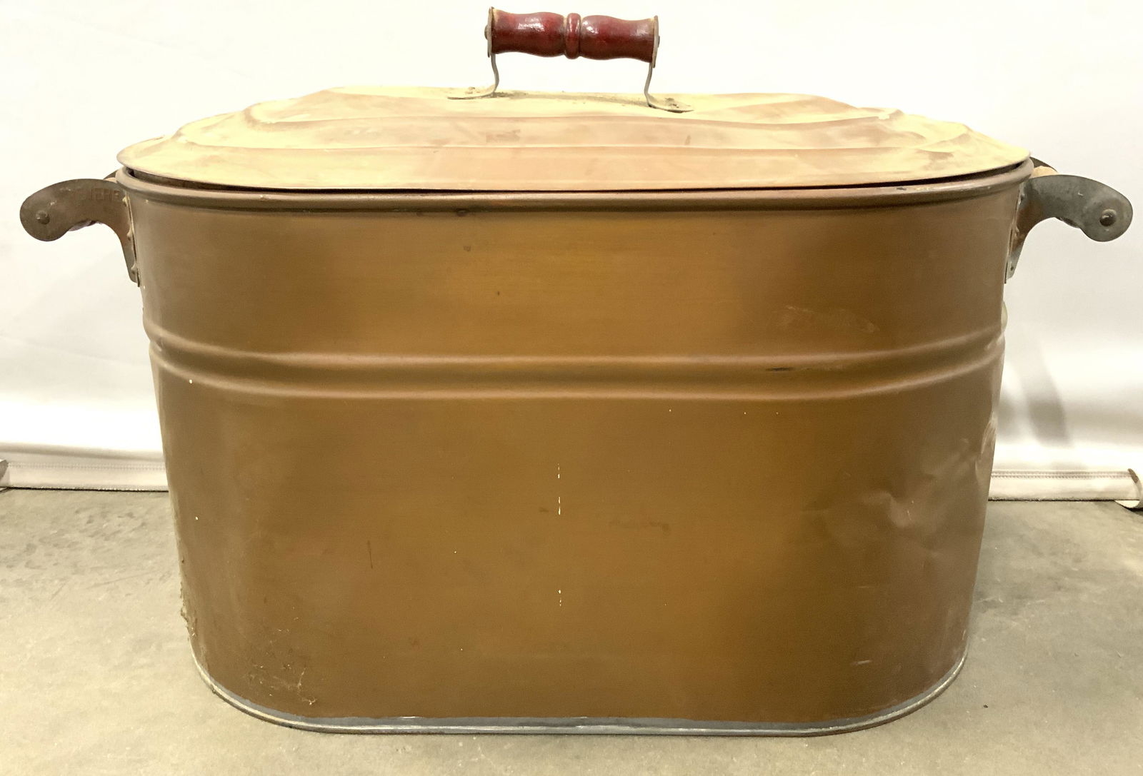 Vintage Lidded Copper Vessel W Handles (1 of 8)