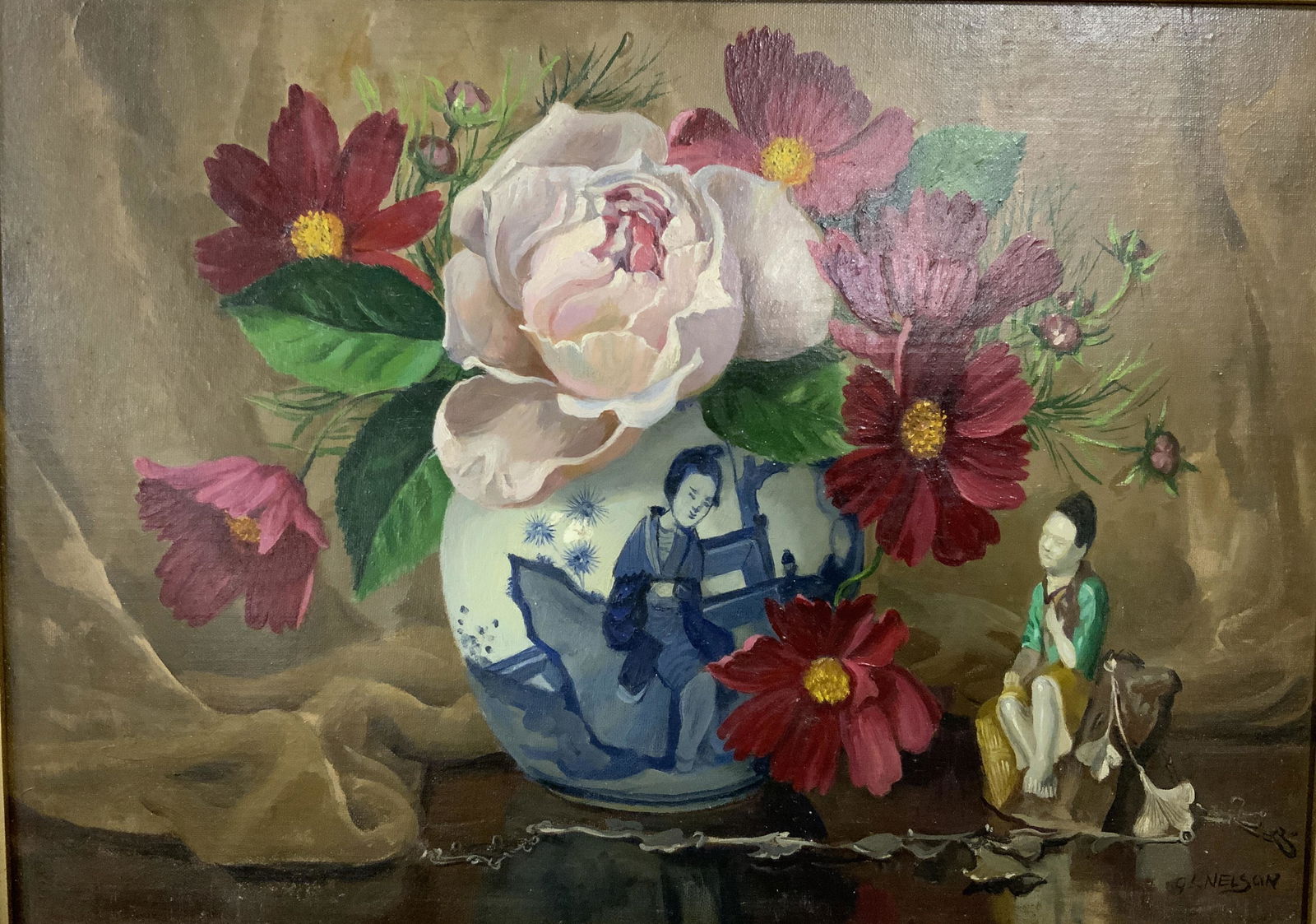 GORGE LAURENCE NELSON Signed Floral Oil on Panel (1 of 5)
