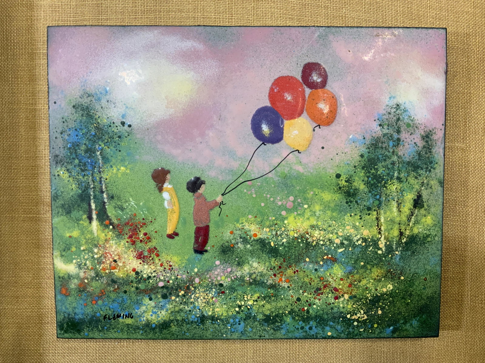 FLEMING Signed Enamel on Copper Metal Plate (1 of 5)